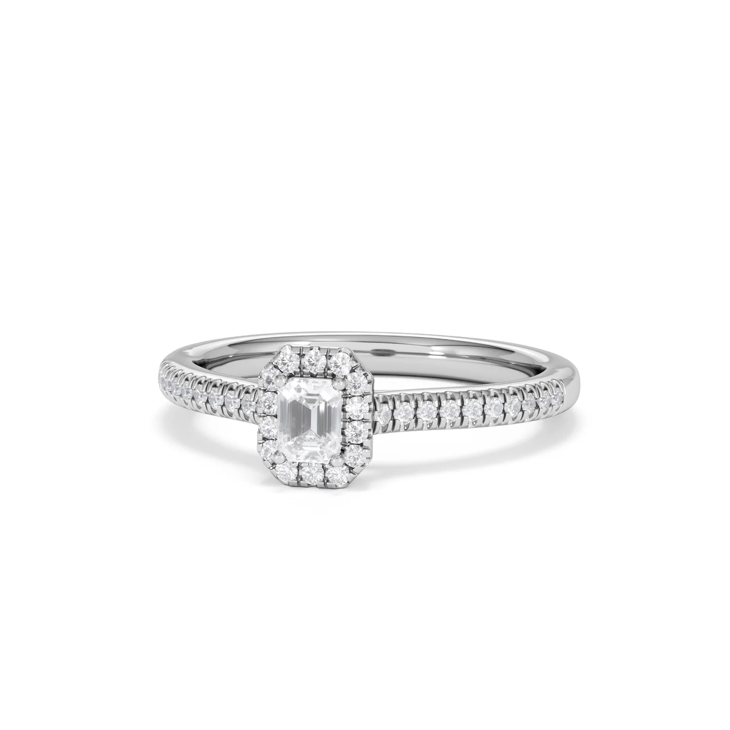 Lumia Emerald Cut Lab Diamond Halo Ring 0.33ct F/VS in 925 Silver - Image 87