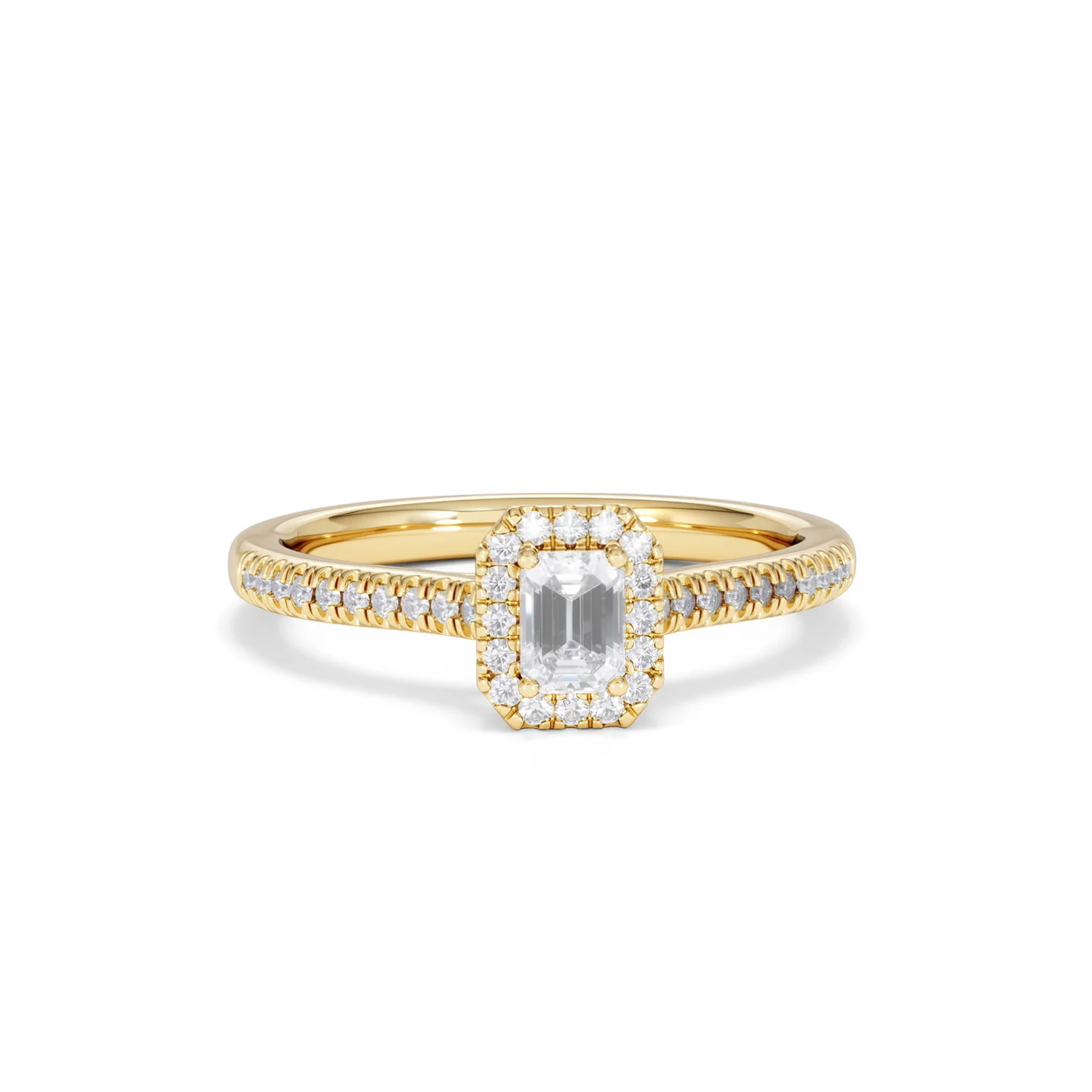 Lumia Emerald Cut Lab Diamond Halo Ring 0.50ct F/VS in 18K Gold Vermeil - Image 11