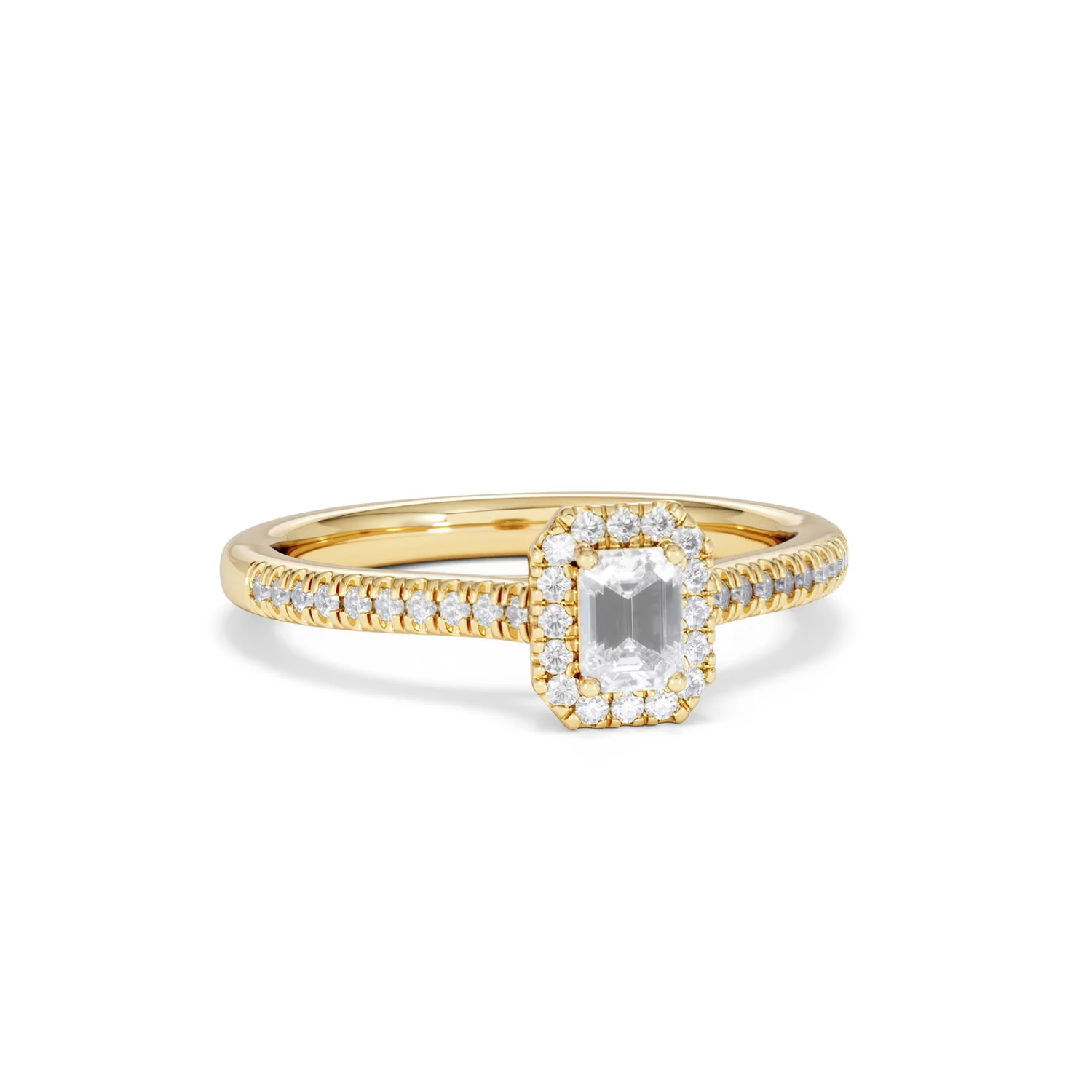 Lumia Emerald Cut Lab Diamond Halo Ring 0.50ct F/VS in 18K Gold Vermeil - Image 13