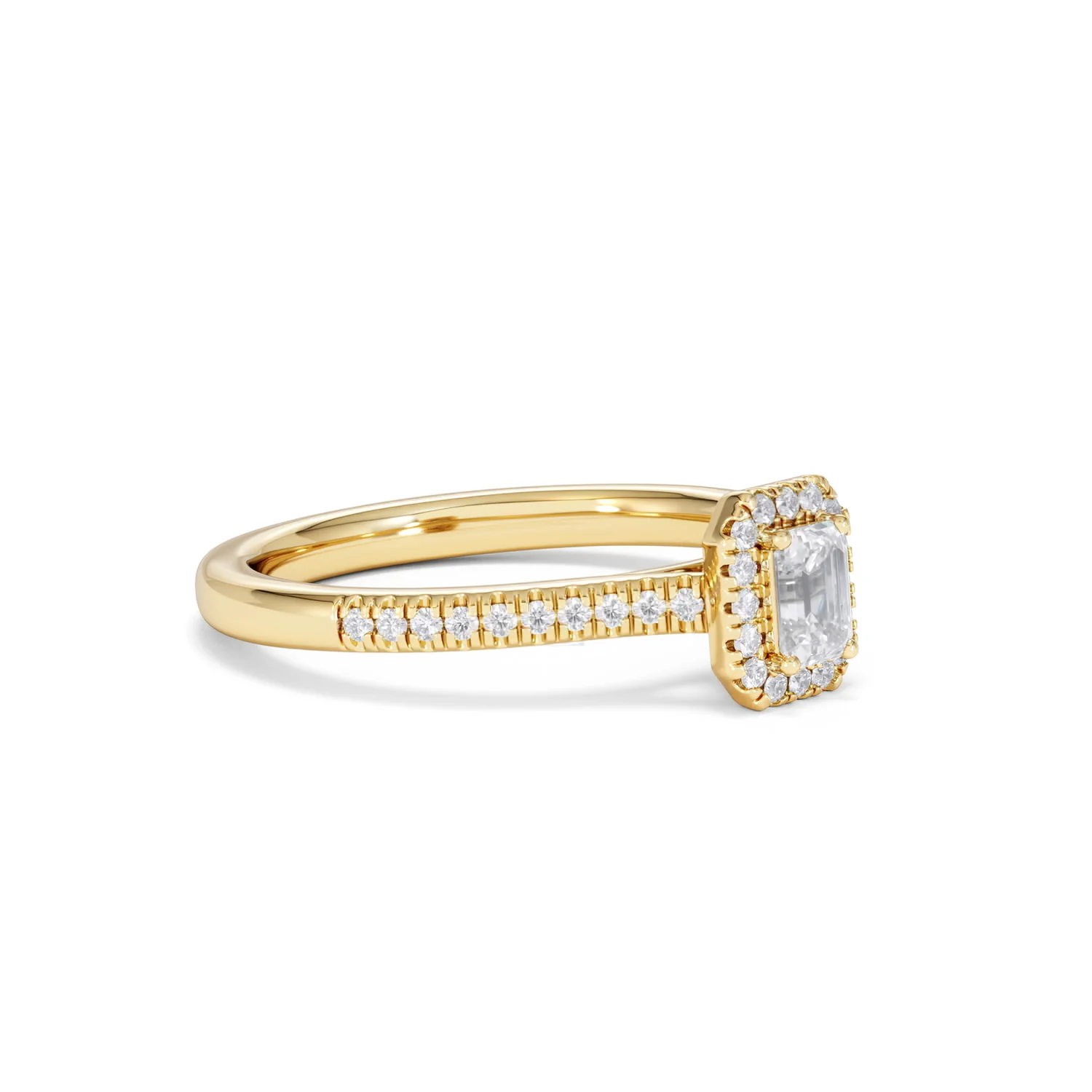 Lumia Emerald Cut Lab Diamond Halo Ring 0.50ct F/VS in 18K Gold Vermeil - Image 20
