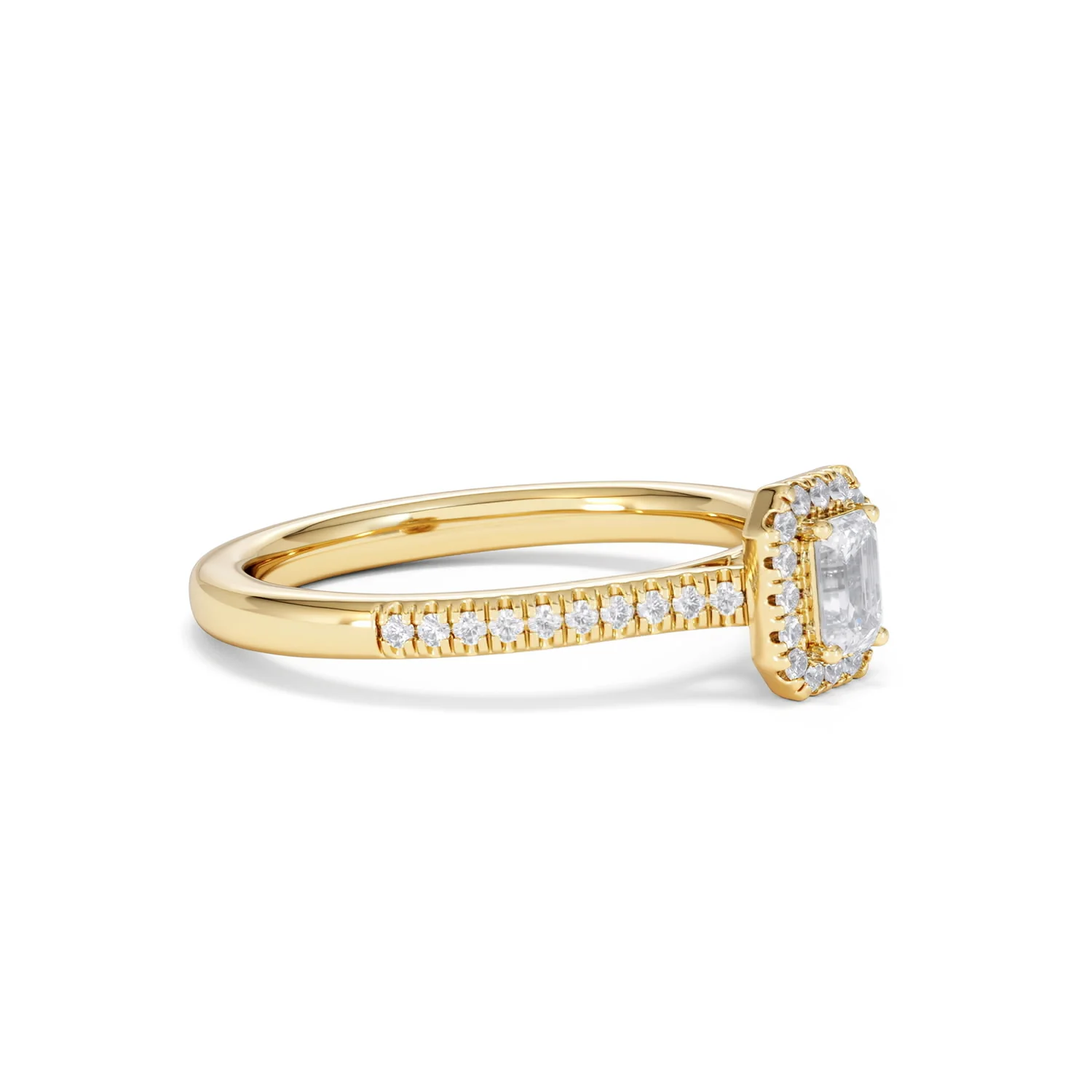 Lumia Emerald Cut Lab Diamond Halo Ring 0.50ct F/VS in 18K Gold Vermeil - Image 22