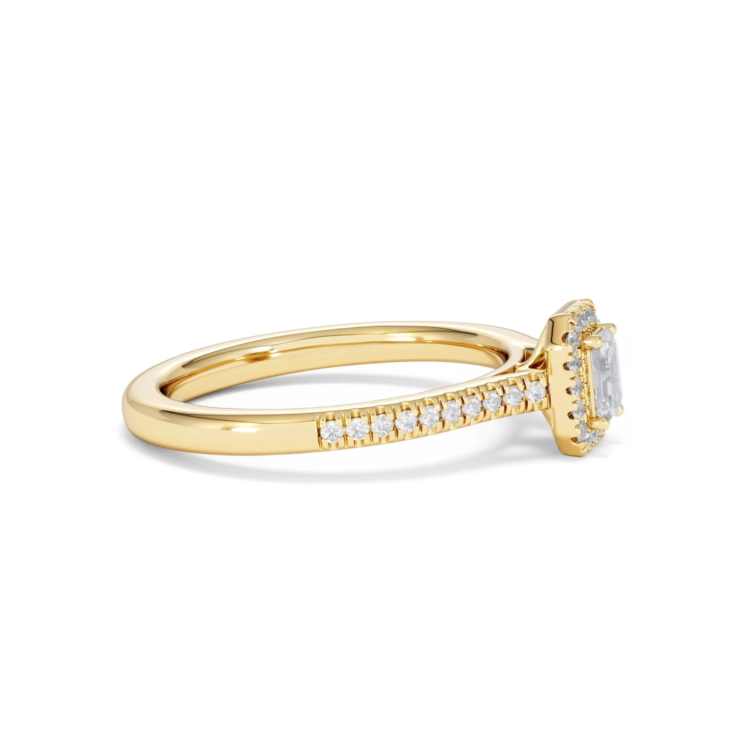 Lumia Emerald Cut Lab Diamond Halo Ring 0.50ct F/VS in 18K Gold Vermeil - Image 26