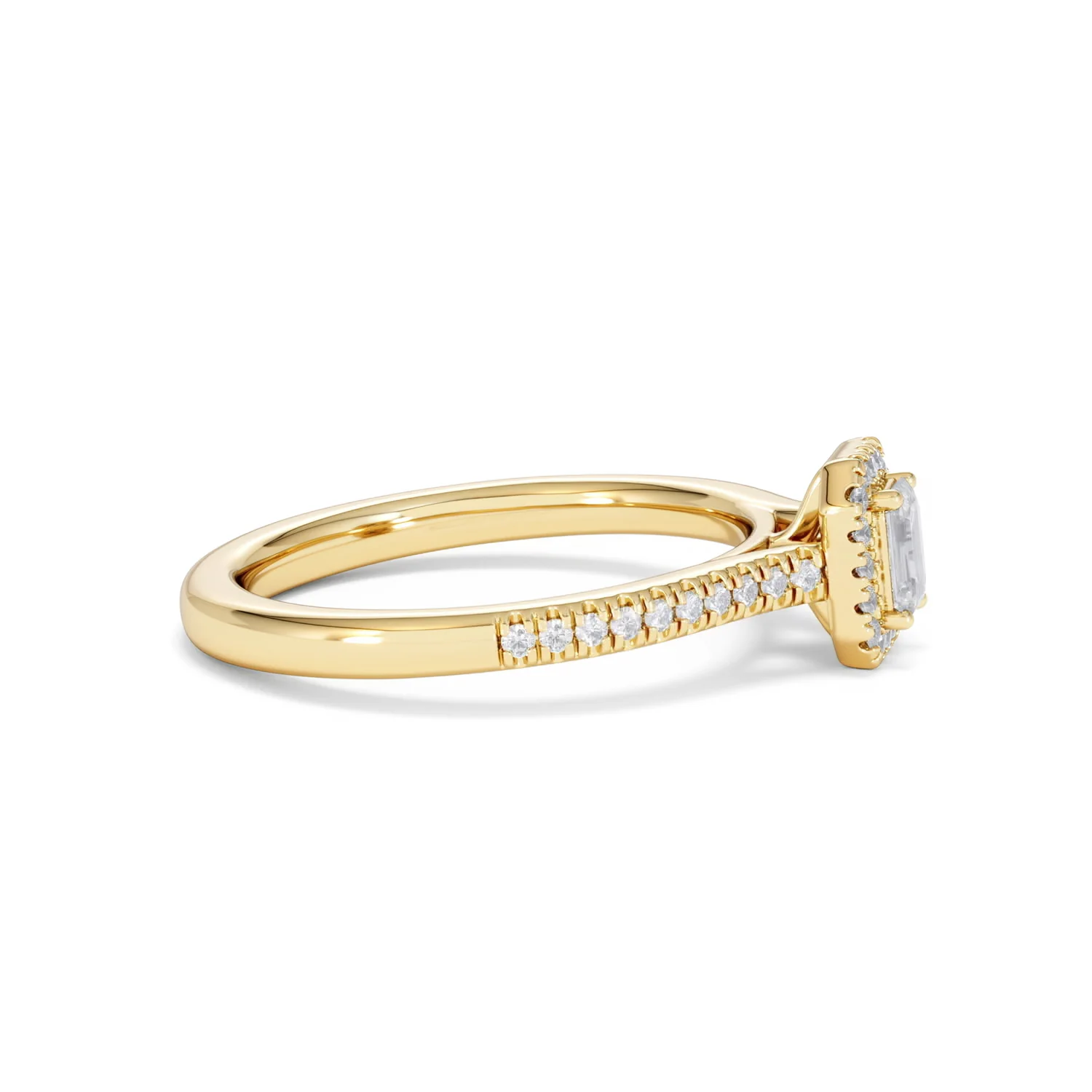 Lumia Emerald Cut Lab Diamond Halo Ring 0.50ct F/VS in 18K Gold Vermeil - Image 27