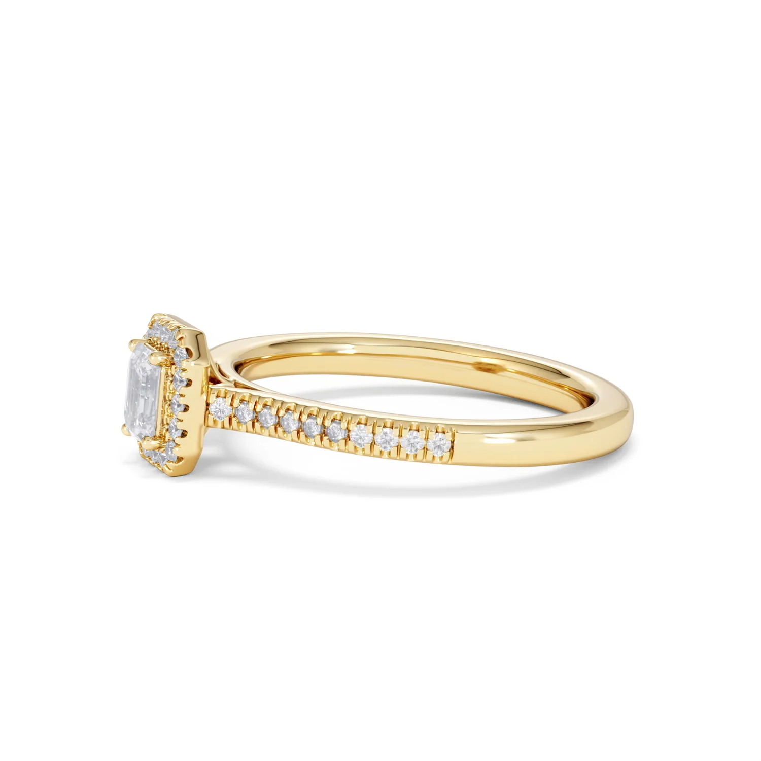 Lumia Emerald Cut Lab Diamond Halo Ring 0.50ct F/VS in 18K Gold Vermeil - Image 75