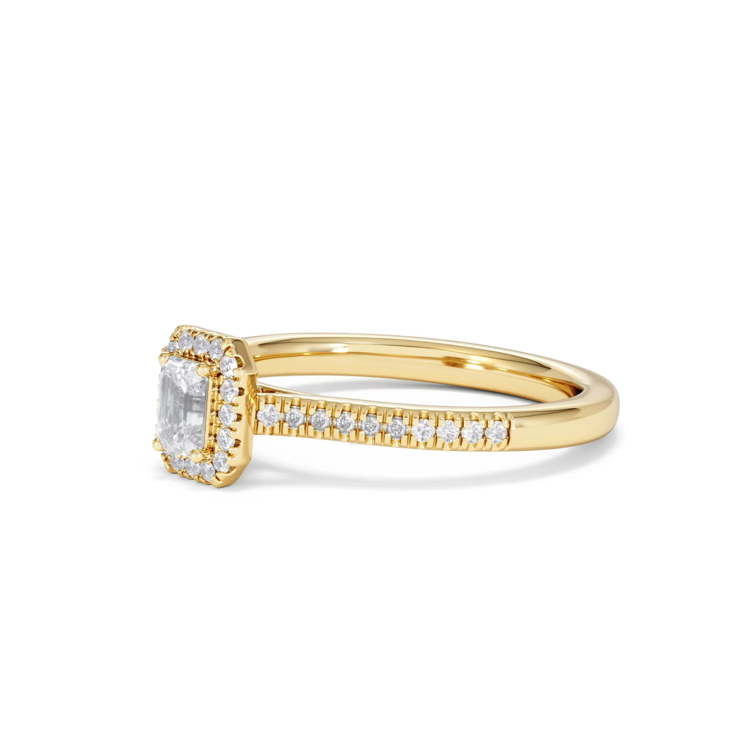 Lumia Emerald Cut Lab Diamond Halo Ring 0.50ct F/VS in 18K Gold Vermeil - Image 79