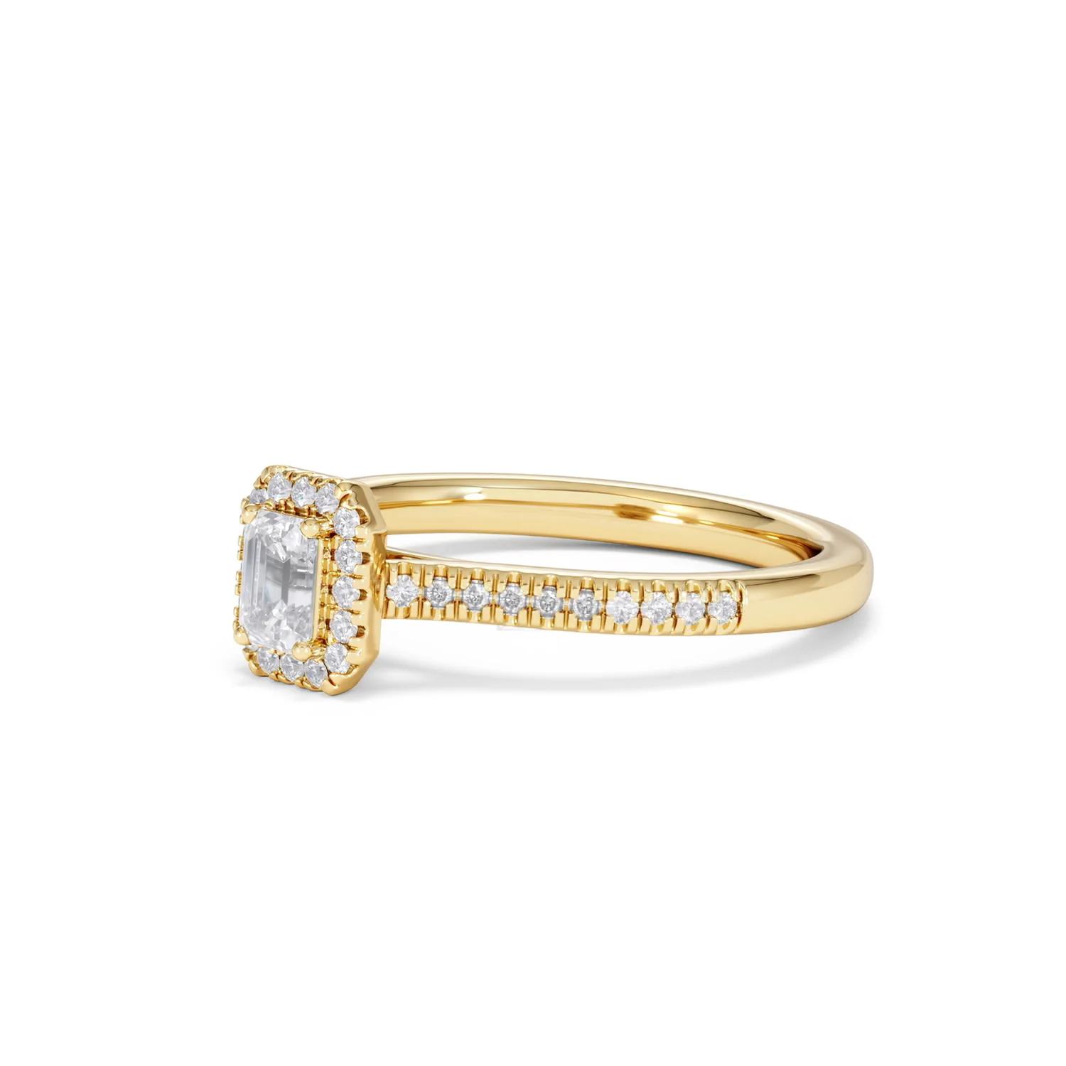 Lumia Emerald Cut Lab Diamond Halo Ring 0.50ct F/VS in 18K Gold Vermeil - Image 80