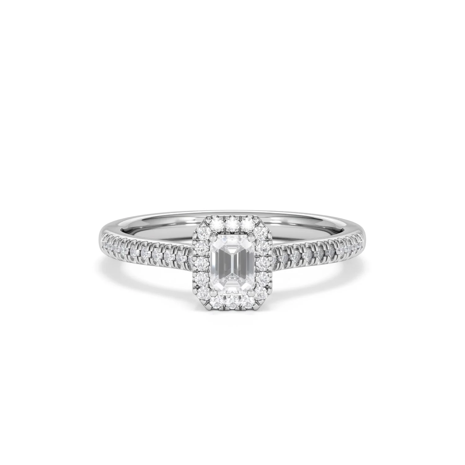 Lumia Emerald Cut Lab Diamond Halo Ring 0.50ct F/VS in 925 Silver - Image 10