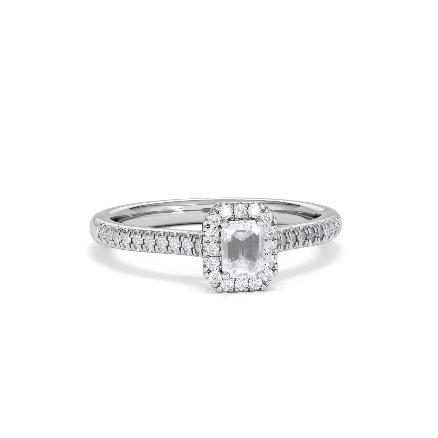 Lumia Emerald Cut Lab Diamond Halo Ring 0.50ct F/VS in 925 Silver - Image 12