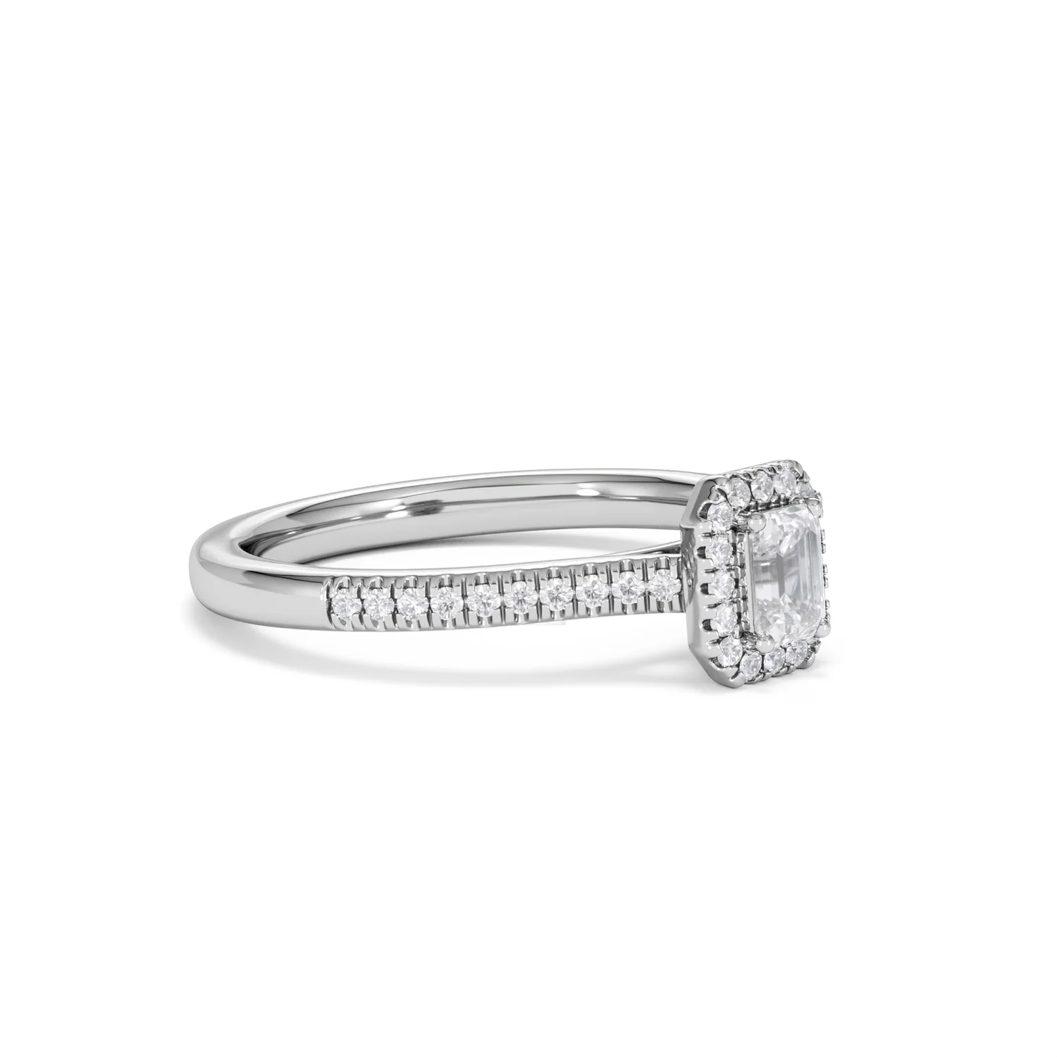 Lumia Emerald Cut Lab Diamond Halo Ring 0.50ct F/VS in 925 Silver - Image 20