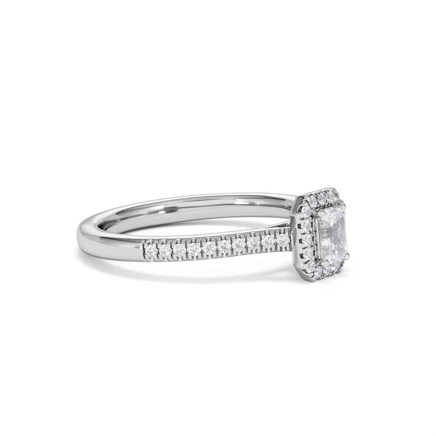 Lumia Emerald Cut Lab Diamond Halo Ring 0.50ct F/VS in 925 Silver - Image 21