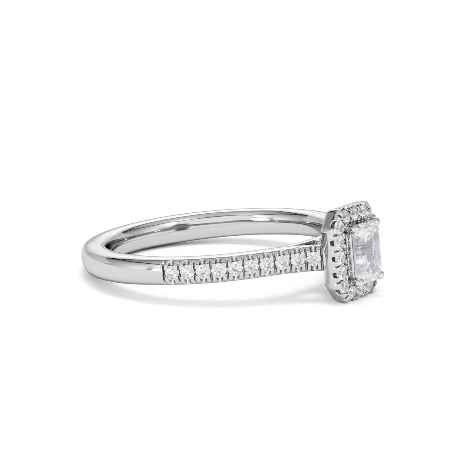 Lumia Emerald Cut Lab Diamond Halo Ring 0.50ct F/VS in 925 Silver - Image 22