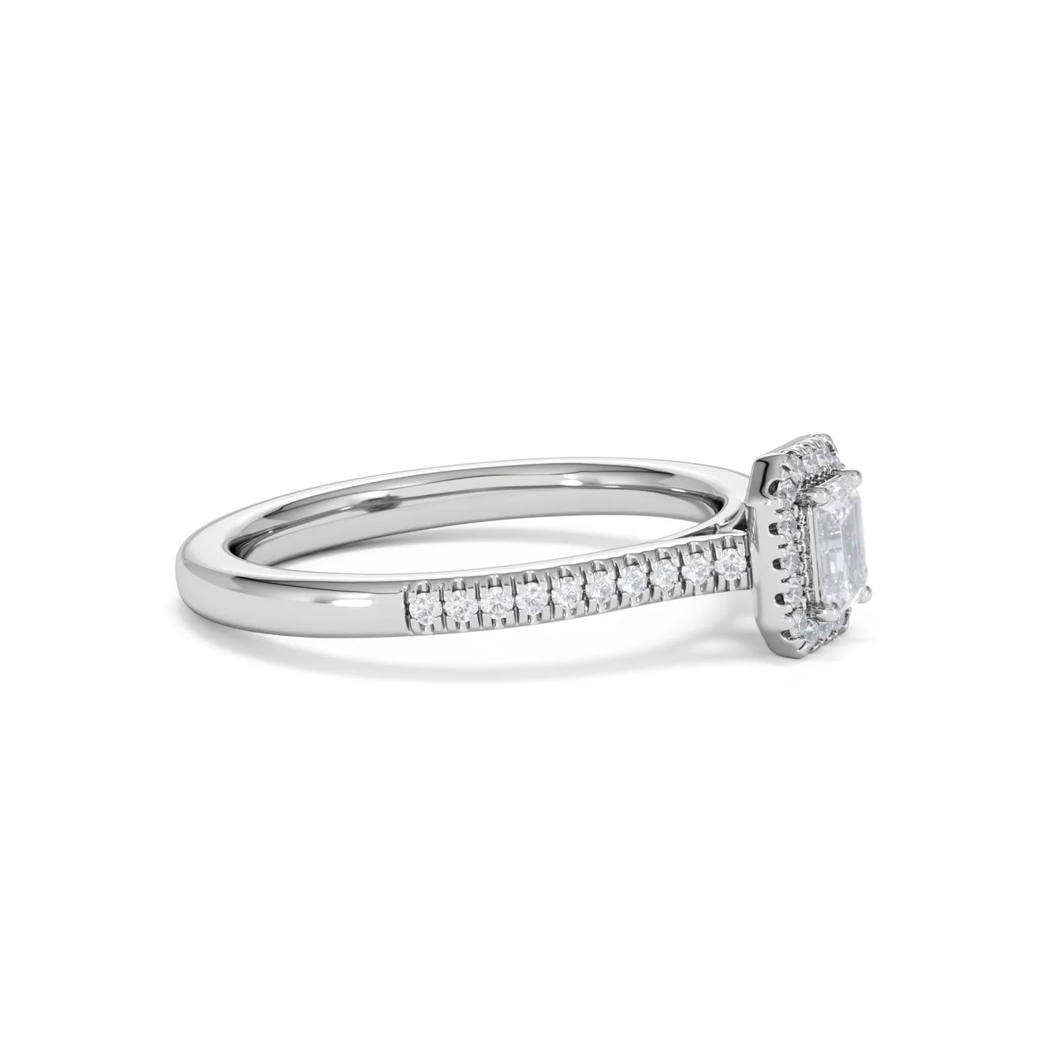 Lumia Emerald Cut Lab Diamond Halo Ring 0.50ct F/VS in 925 Silver - Image 24