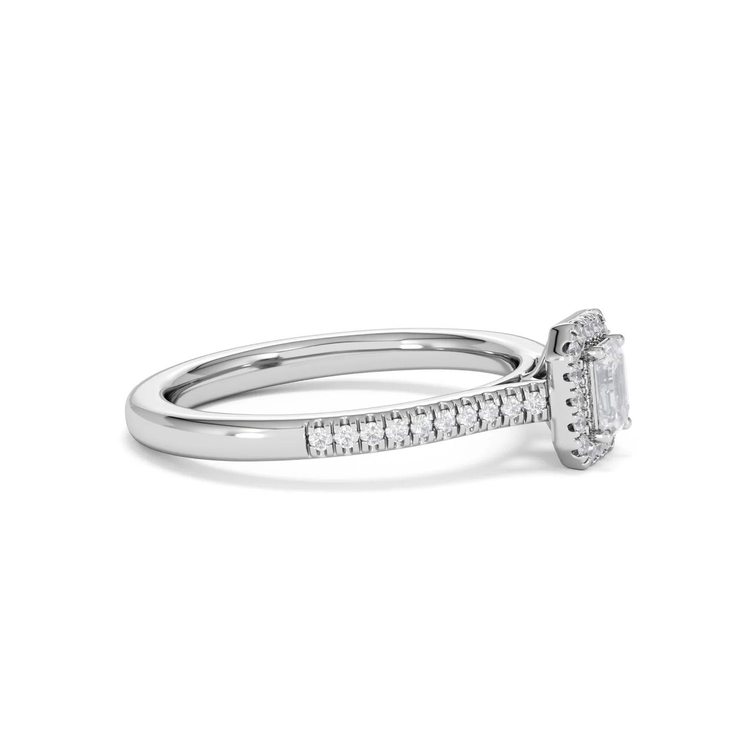 Lumia Emerald Cut Lab Diamond Halo Ring 0.50ct F/VS in 925 Silver - Image 25
