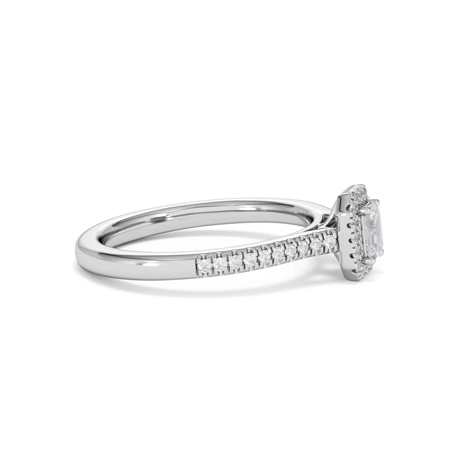 Lumia Emerald Cut Lab Diamond Halo Ring 0.50ct F/VS in 925 Silver - Image 26