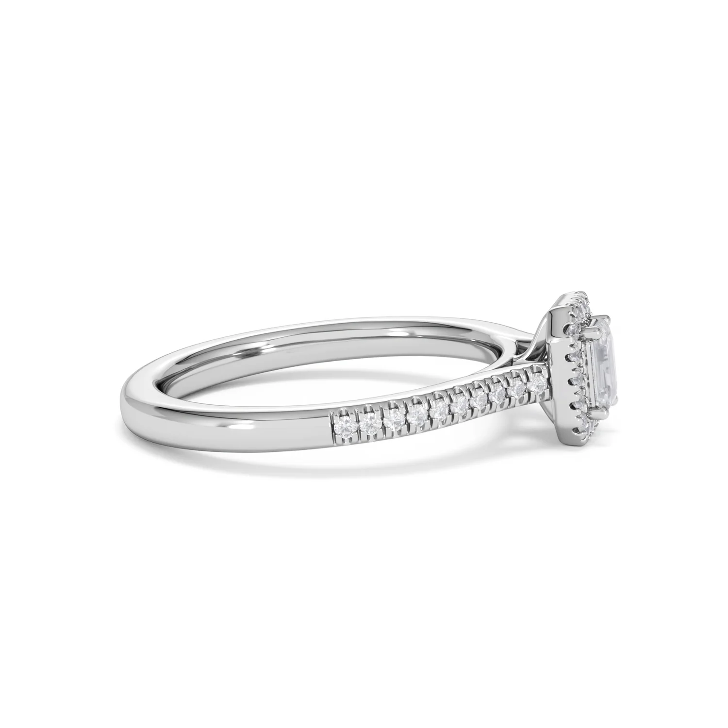 Lumia Emerald Cut Lab Diamond Halo Ring 0.50ct F/VS in 925 Silver - Image 27