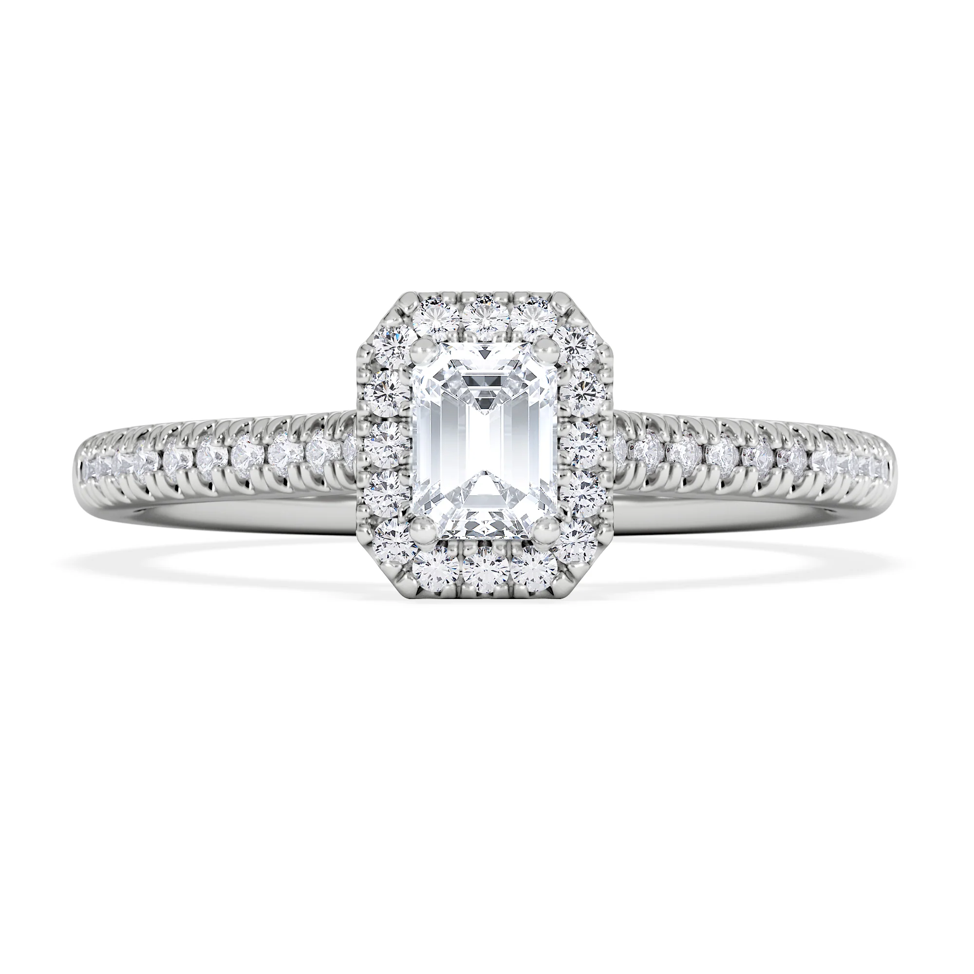 Lumia Emerald Cut Lab Diamond Halo Ring 0.50ct F/VS in 925 Silver - Image 7