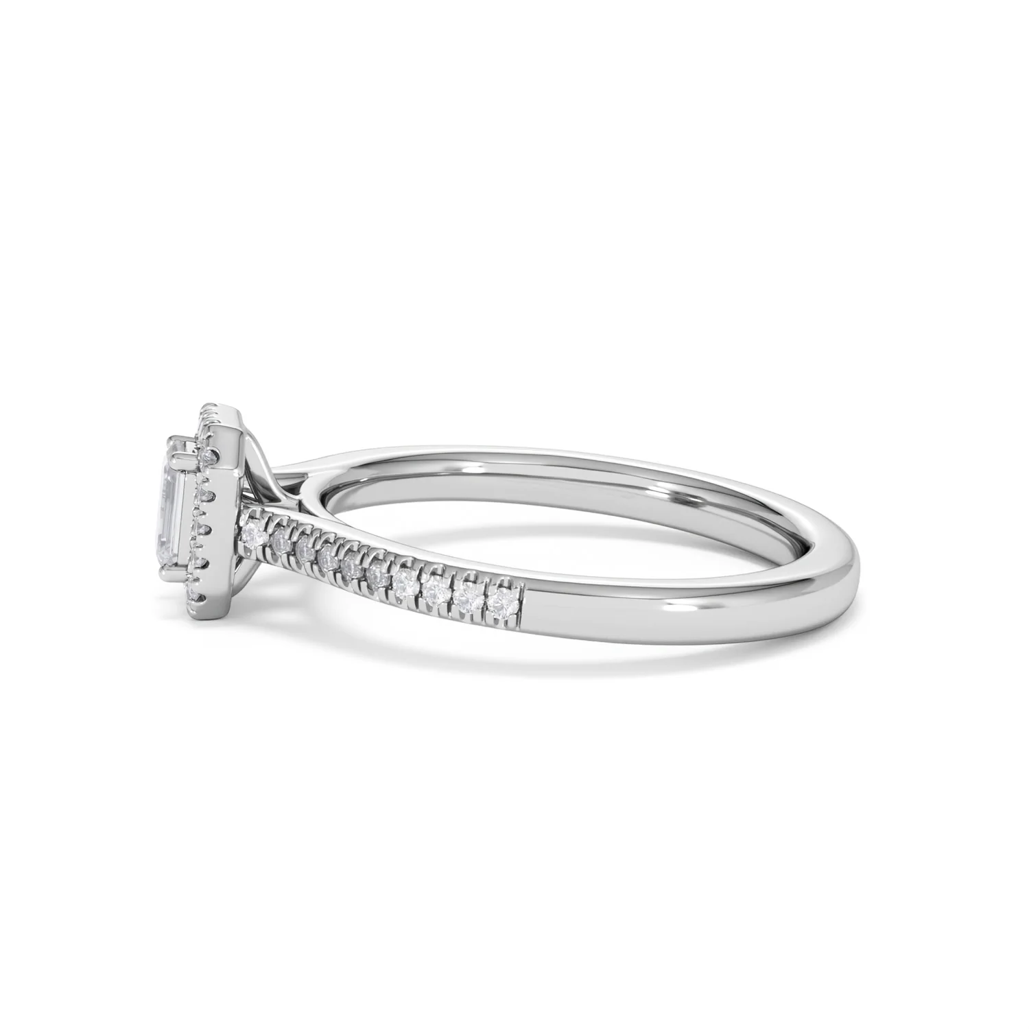 Lumia Emerald Cut Lab Diamond Halo Ring 0.50ct F/VS in 925 Silver - Image 71