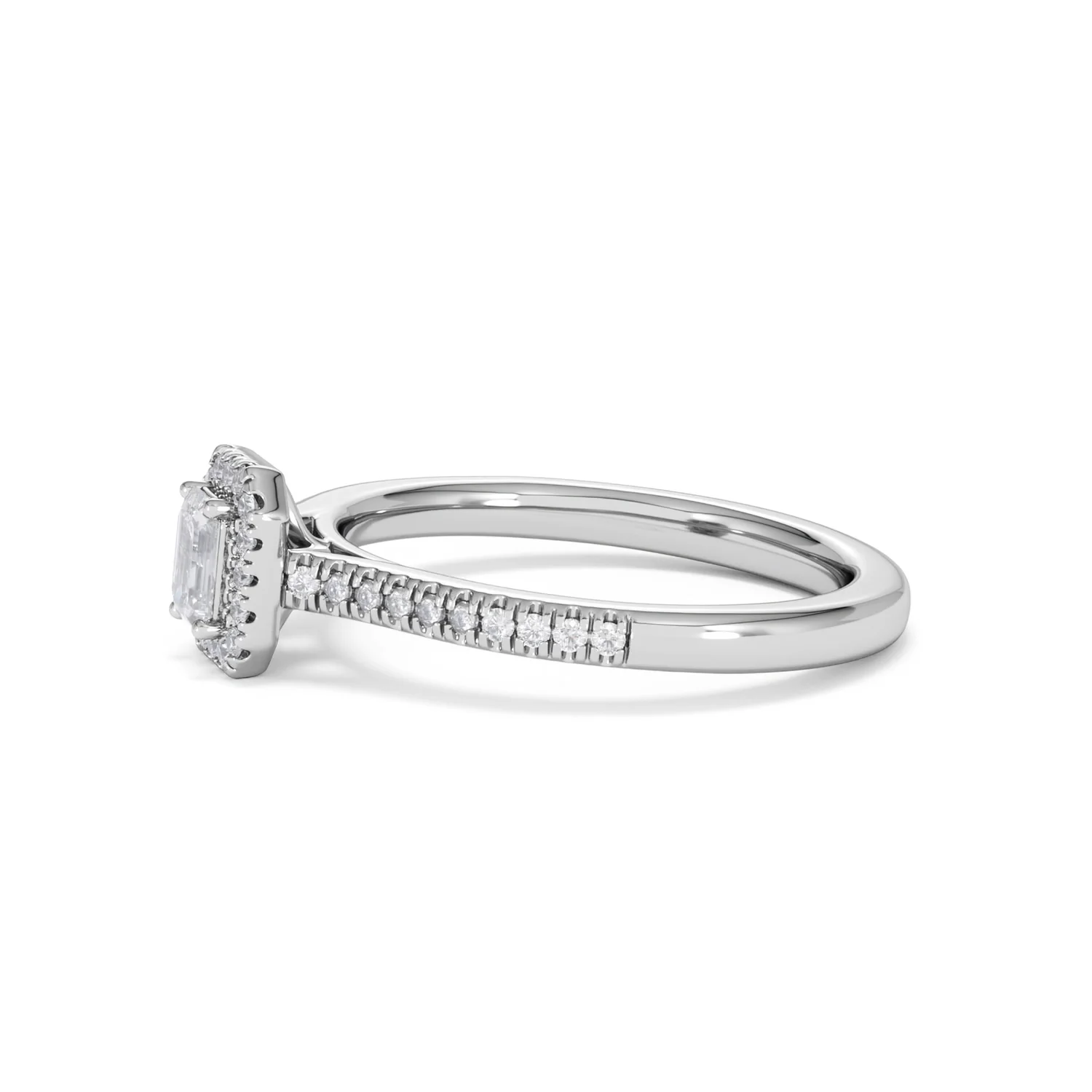 Lumia Emerald Cut Lab Diamond Halo Ring 0.50ct F/VS in 925 Silver - Image 74
