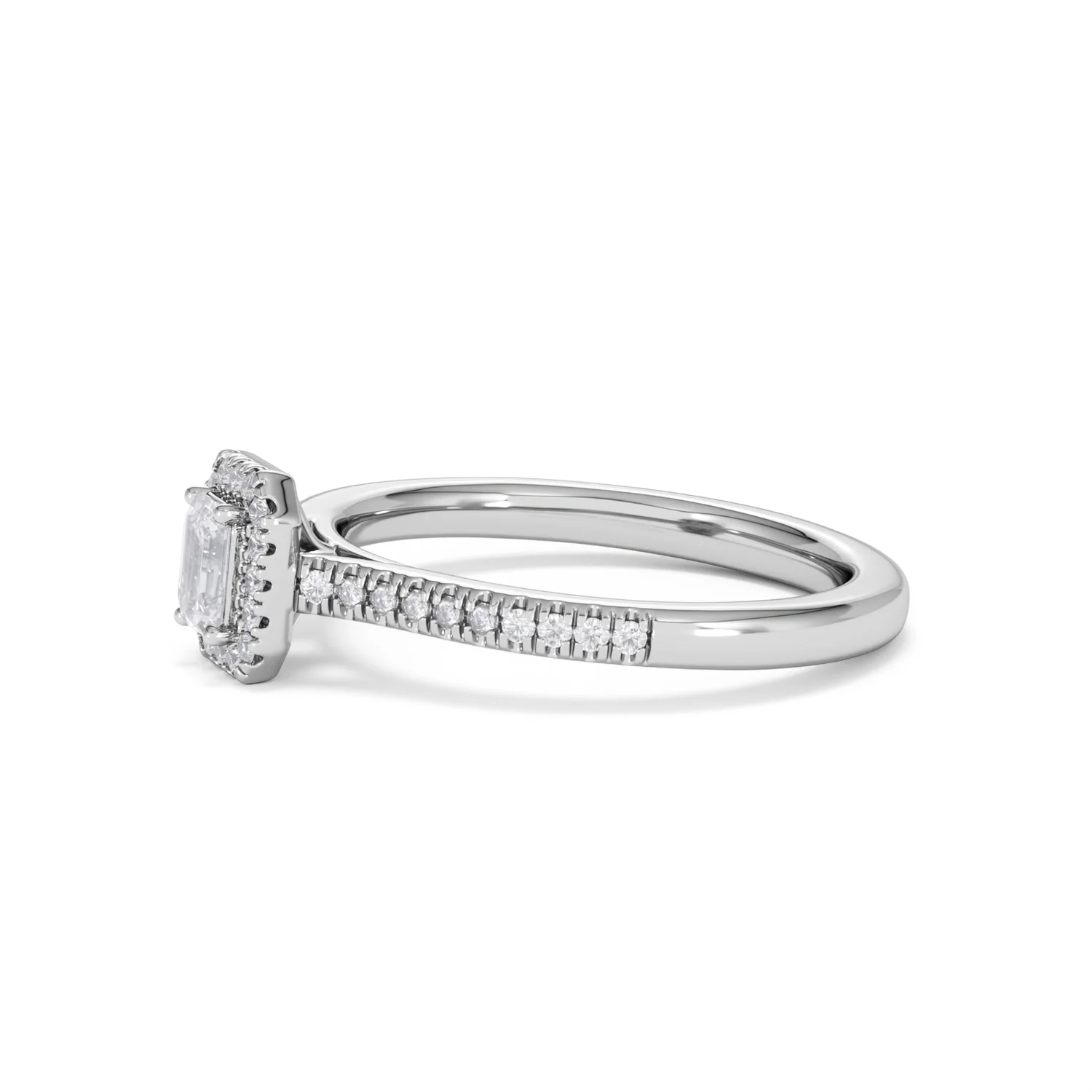 Lumia Emerald Cut Lab Diamond Halo Ring 0.50ct F/VS in 925 Silver - Image 75