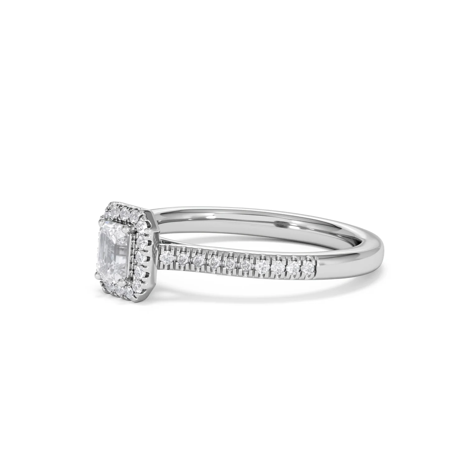 Lumia Emerald Cut Lab Diamond Halo Ring 0.50ct F/VS in 925 Silver - Image 79