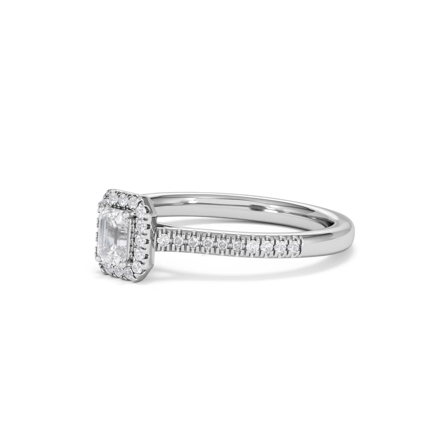 Lumia Emerald Cut Lab Diamond Halo Ring 0.50ct F/VS in 925 Silver - Image 80