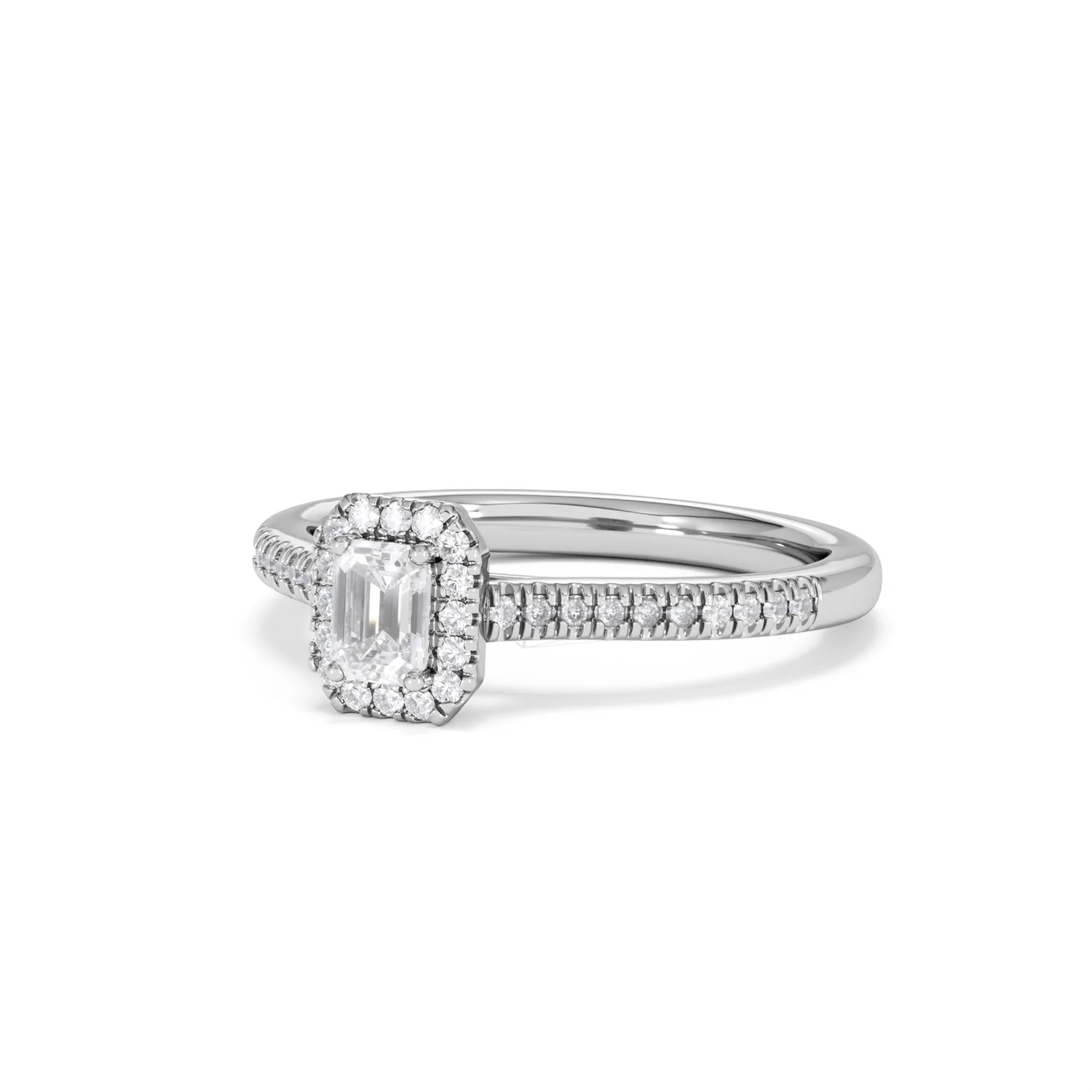 Lumia Emerald Cut Lab Diamond Halo Ring 0.50ct F/VS in 925 Silver - Image 84