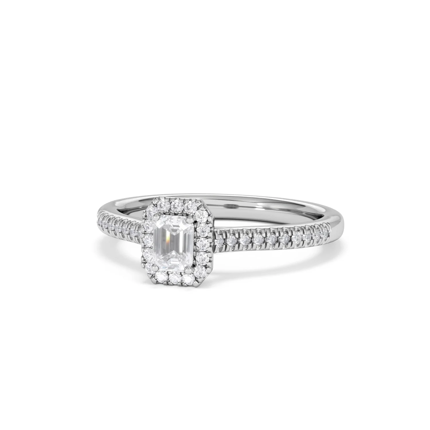 Lumia Emerald Cut Lab Diamond Halo Ring 0.50ct F/VS in 925 Silver - Image 86