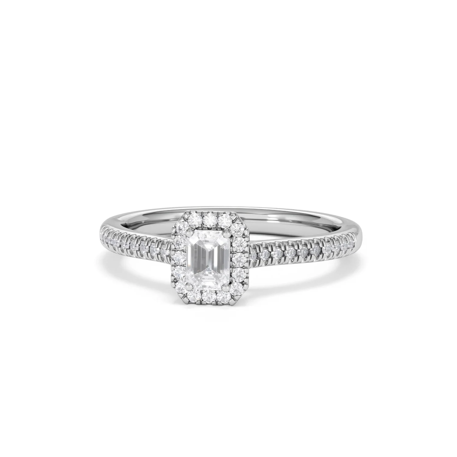 Lumia Emerald Cut Lab Diamond Halo Ring 0.50ct F/VS in 925 Silver - Image 88