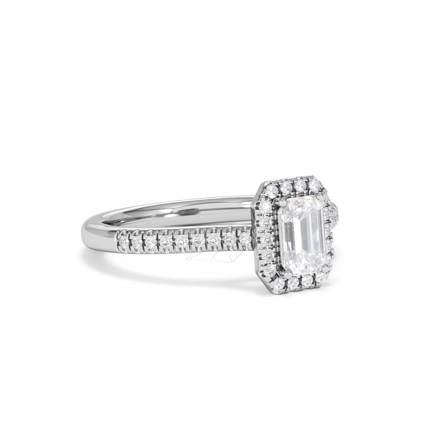 Lumia Emerald Cut Lab Diamond Halo Ring 0.70ct F/VS in 9K White Gold - Image 16