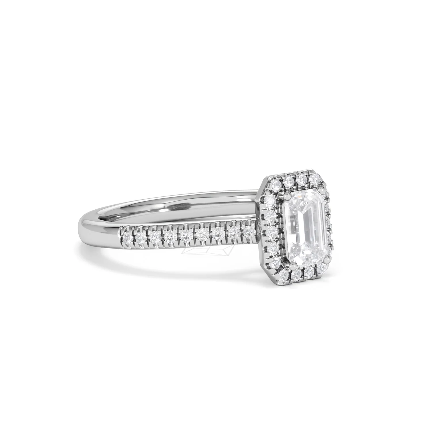 Lumia Emerald Cut Lab Diamond Halo Ring 0.70ct F/VS in 9K White Gold - Image 17