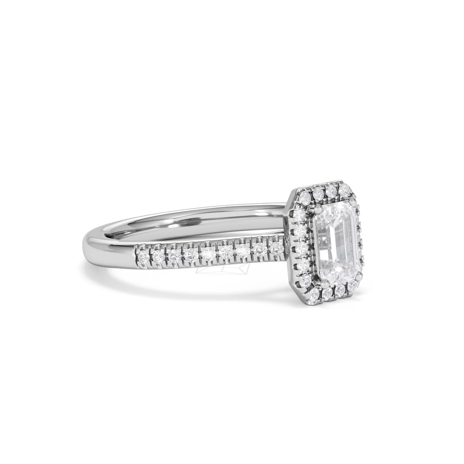 Lumia Emerald Cut Lab Diamond Halo Ring 0.70ct F/VS in 9K White Gold - Image 18