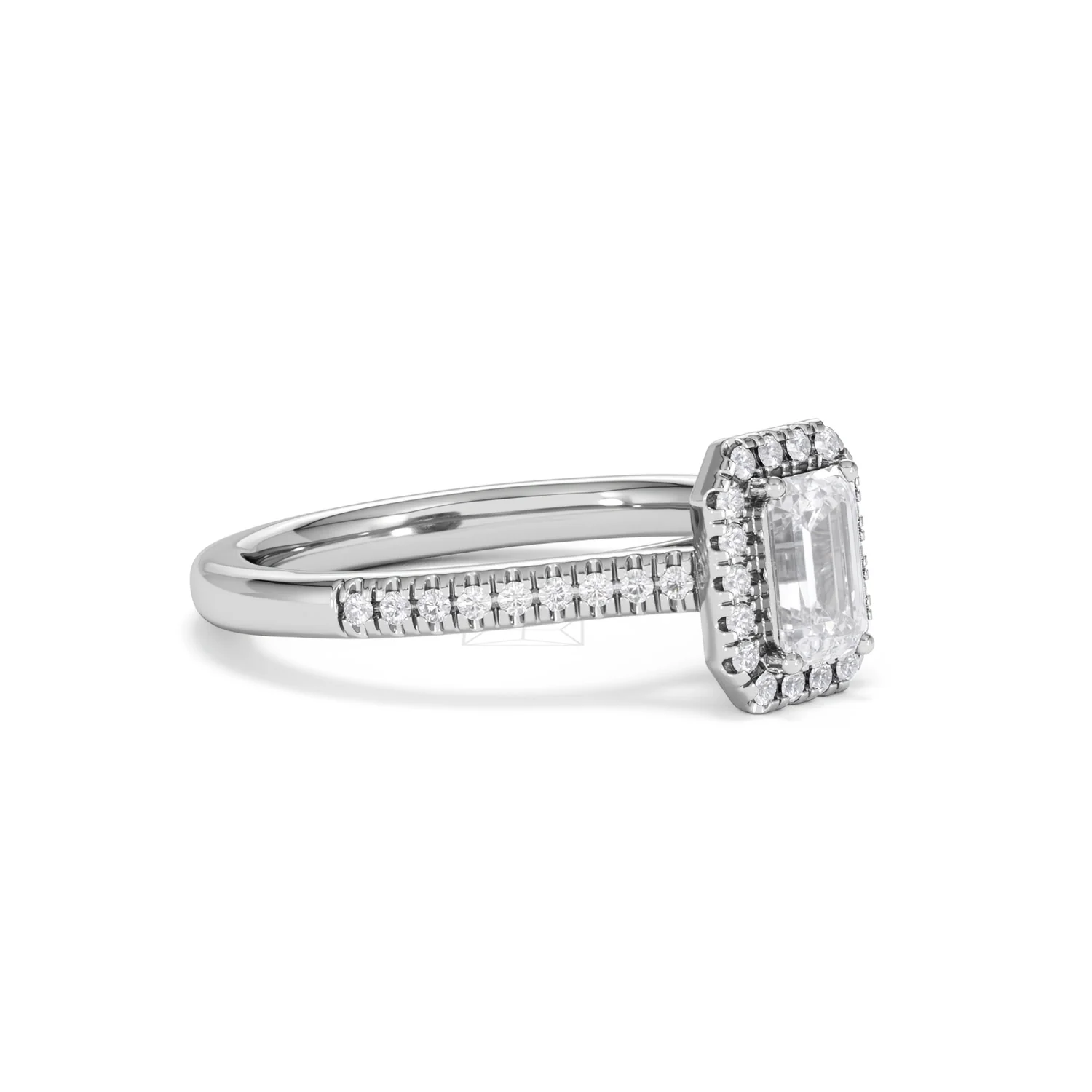 Lumia Emerald Cut Lab Diamond Halo Ring 0.70ct F/VS in 9K White Gold - Image 19