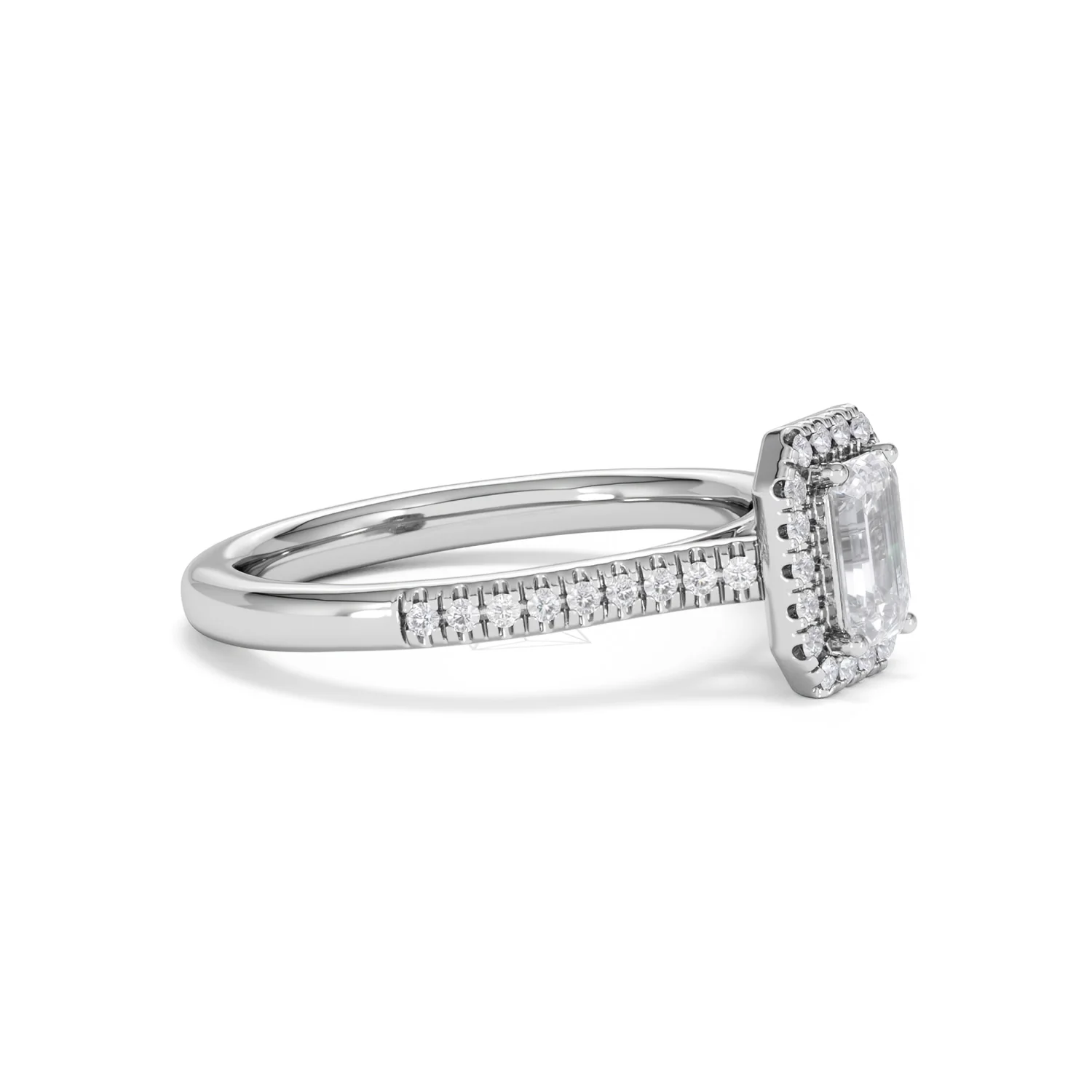Lumia Emerald Cut Lab Diamond Halo Ring 0.70ct F/VS in 9K White Gold - Image 22