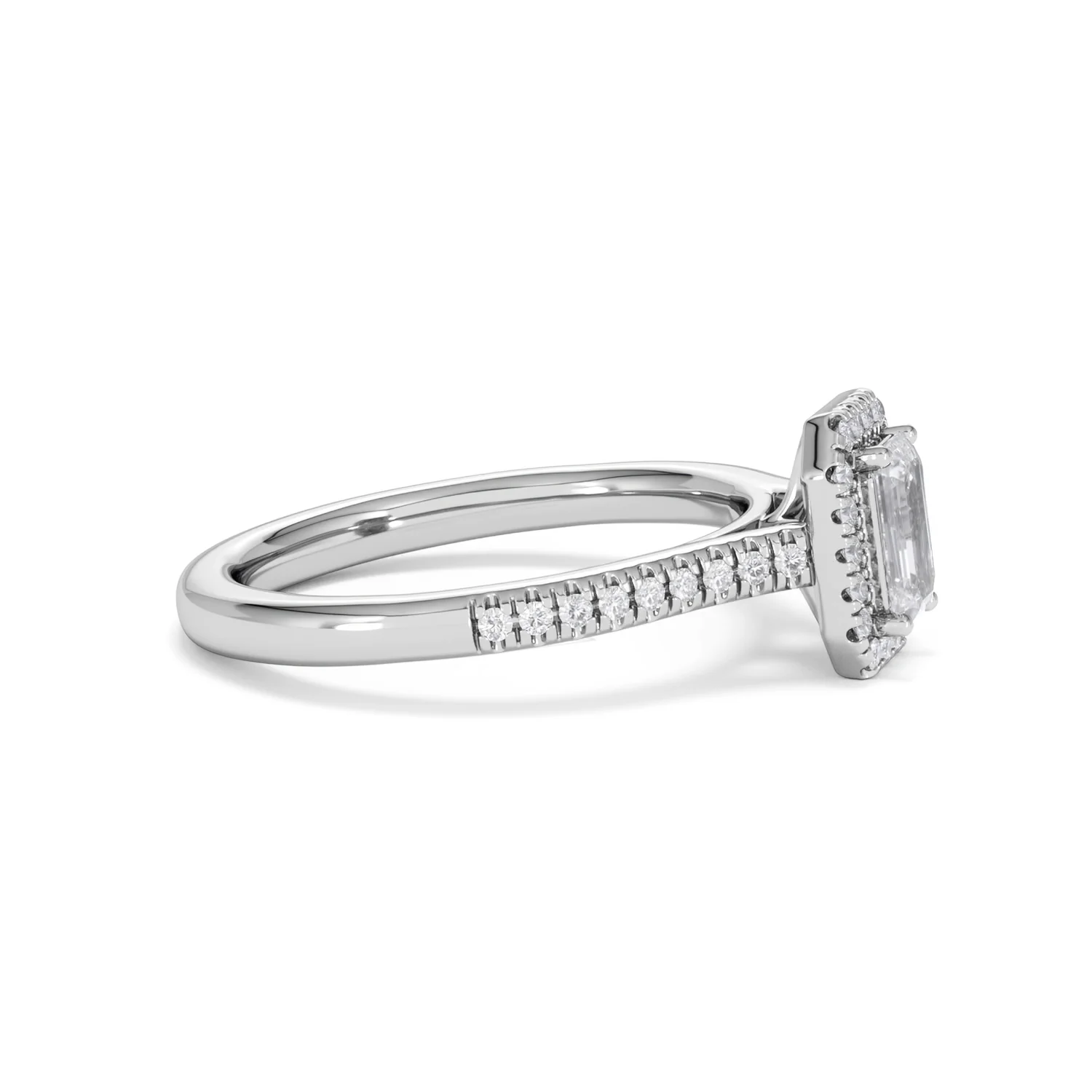 Lumia Emerald Cut Lab Diamond Halo Ring 0.70ct F/VS in 9K White Gold - Image 25