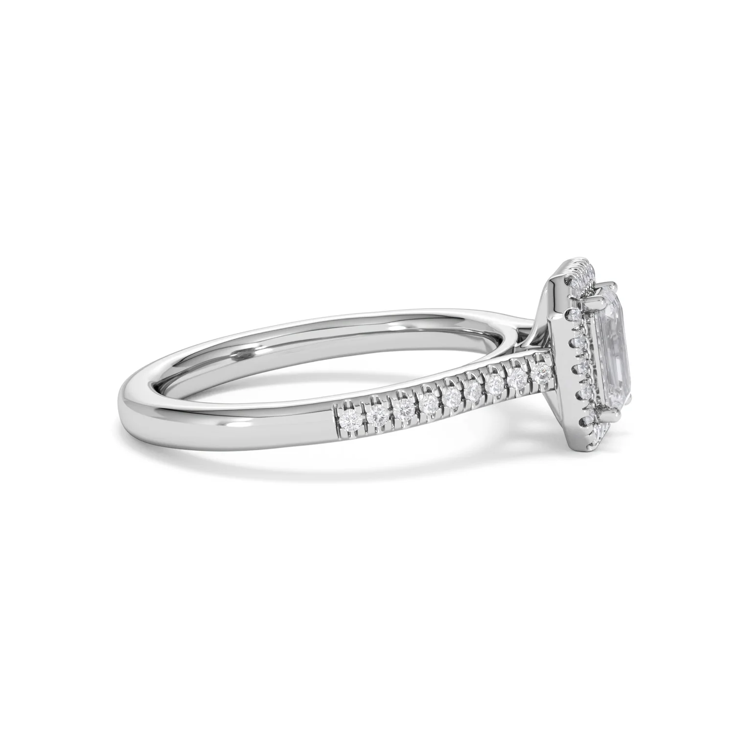 Lumia Emerald Cut Lab Diamond Halo Ring 0.70ct F/VS in 9K White Gold - Image 26
