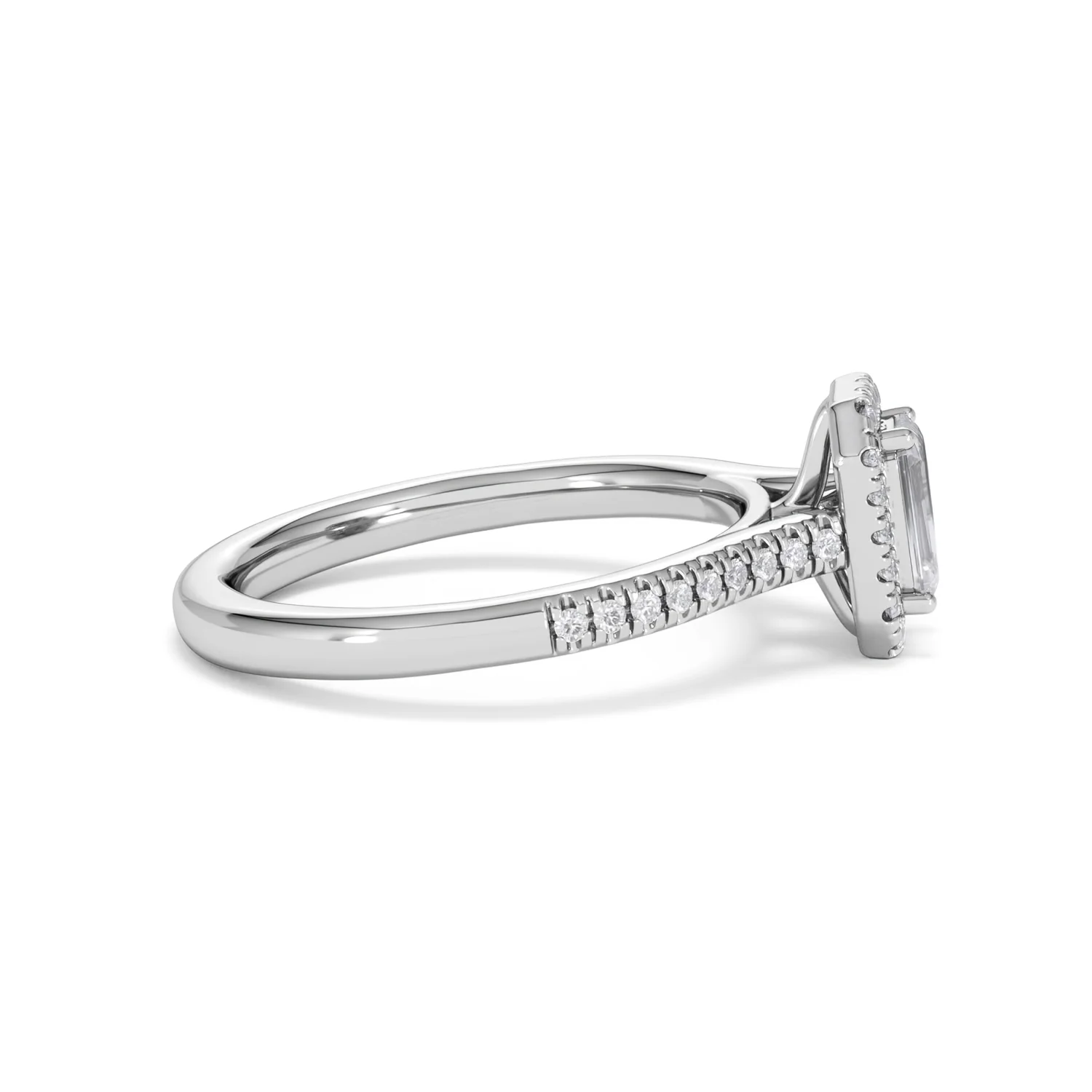 Lumia Emerald Cut Lab Diamond Halo Ring 0.70ct F/VS in 9K White Gold - Image 28