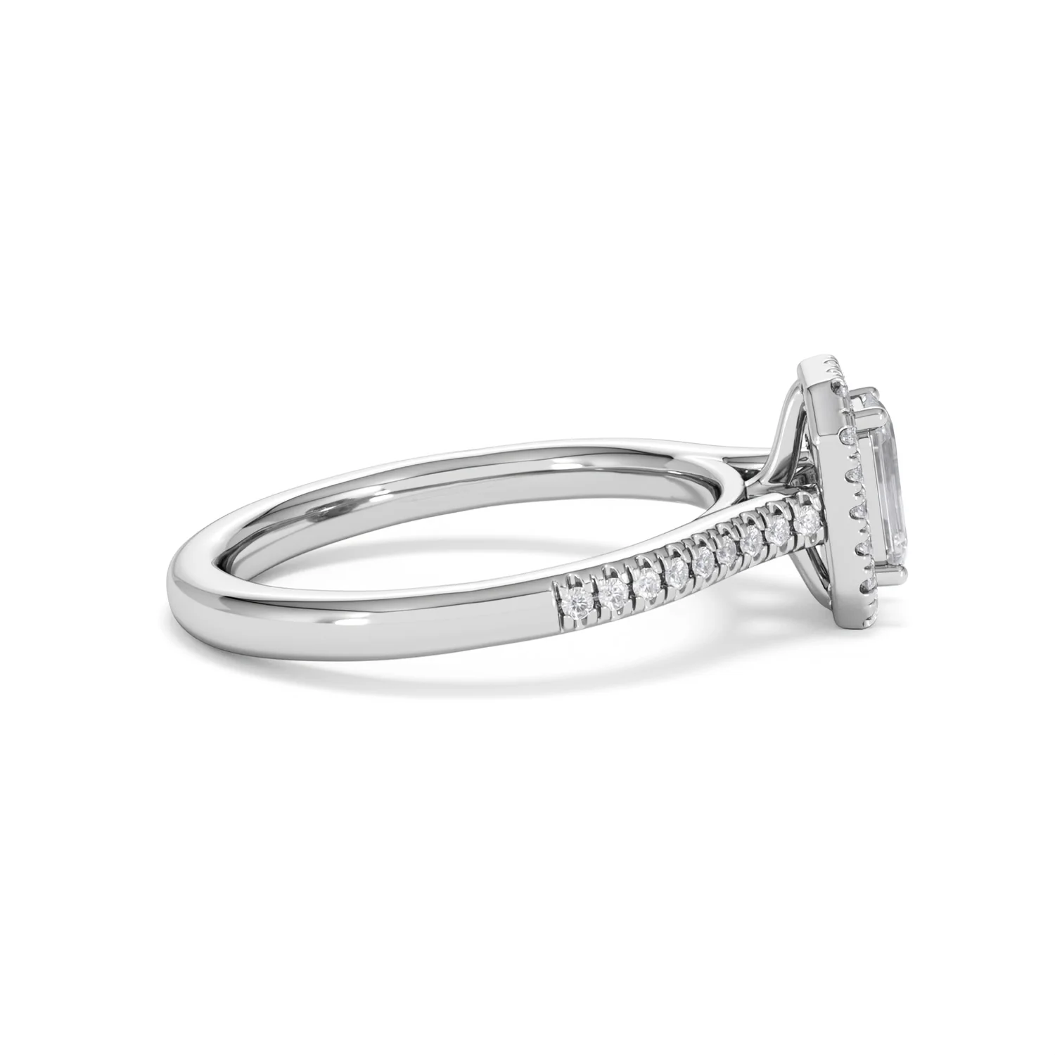 Lumia Emerald Cut Lab Diamond Halo Ring 0.70ct F/VS in 9K White Gold - Image 29