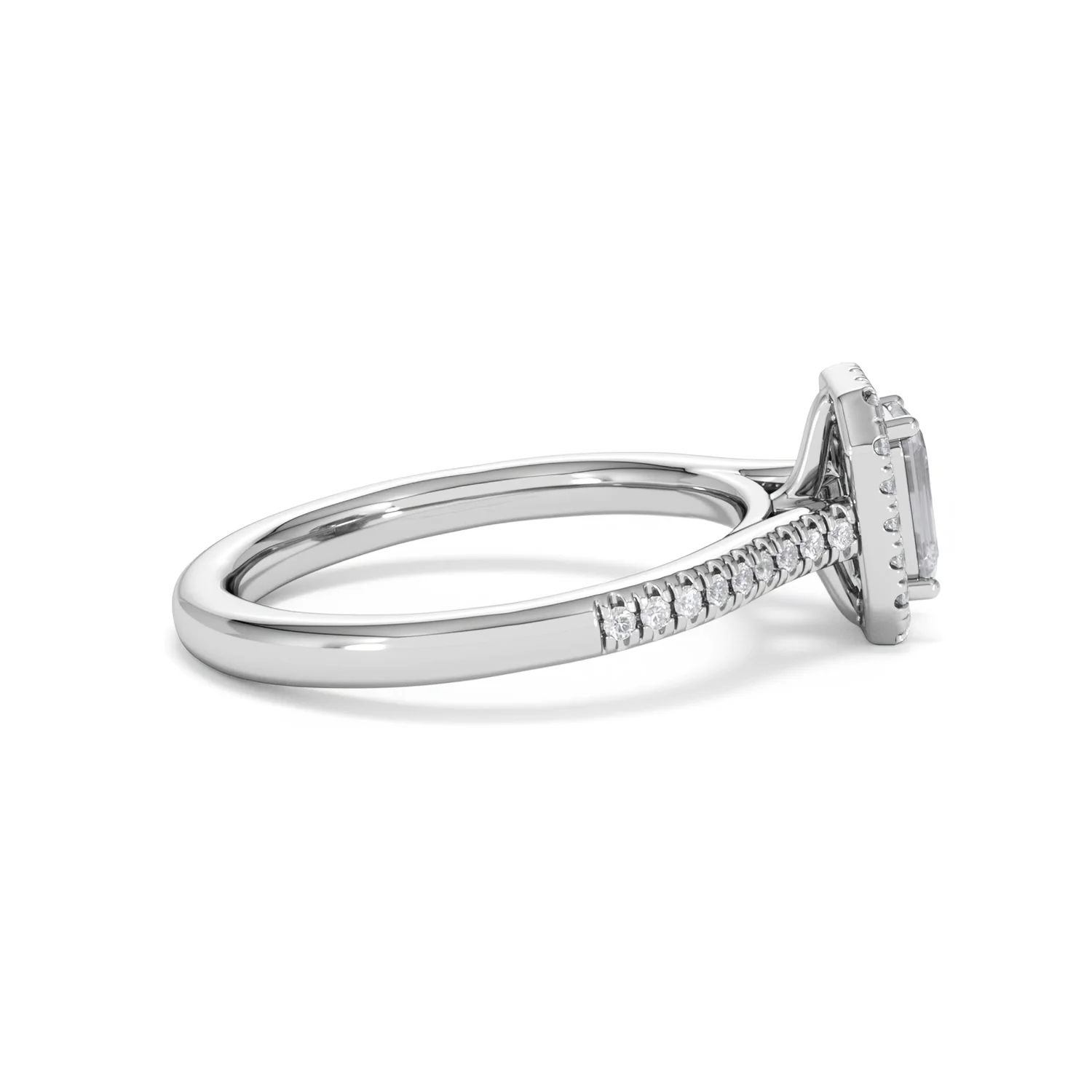 Lumia Emerald Cut Lab Diamond Halo Ring 0.70ct F/VS in 9K White Gold - Image 30