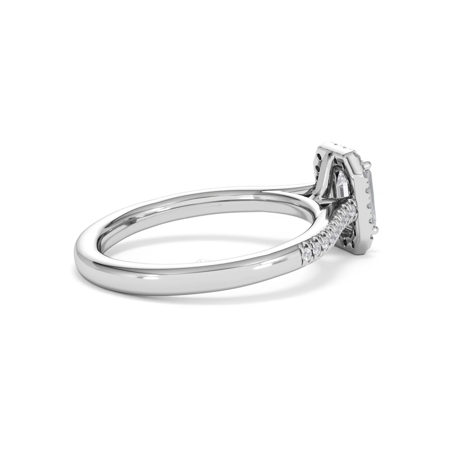 Lumia Emerald Cut Lab Diamond Halo Ring 0.70ct F/VS in 9K White Gold - Image 35