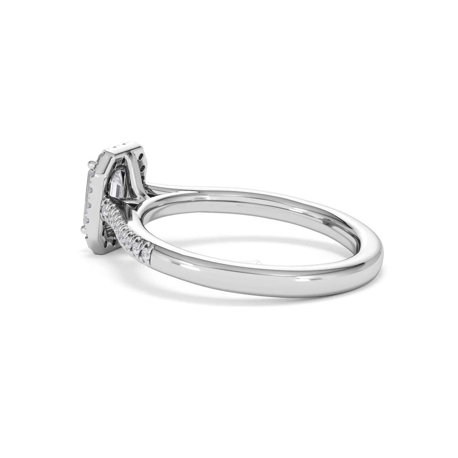 Lumia Emerald Cut Lab Diamond Halo Ring 0.70ct F/VS in 9K White Gold - Image 62