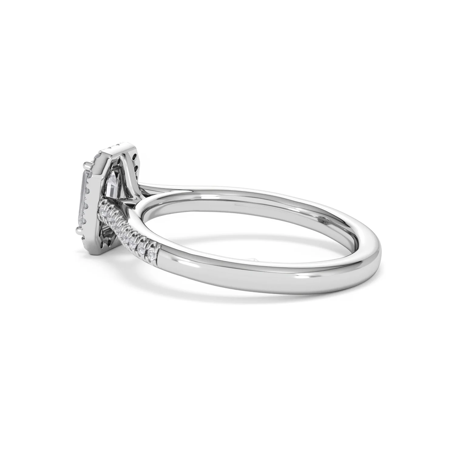 Lumia Emerald Cut Lab Diamond Halo Ring 0.70ct F/VS in 9K White Gold - Image 63