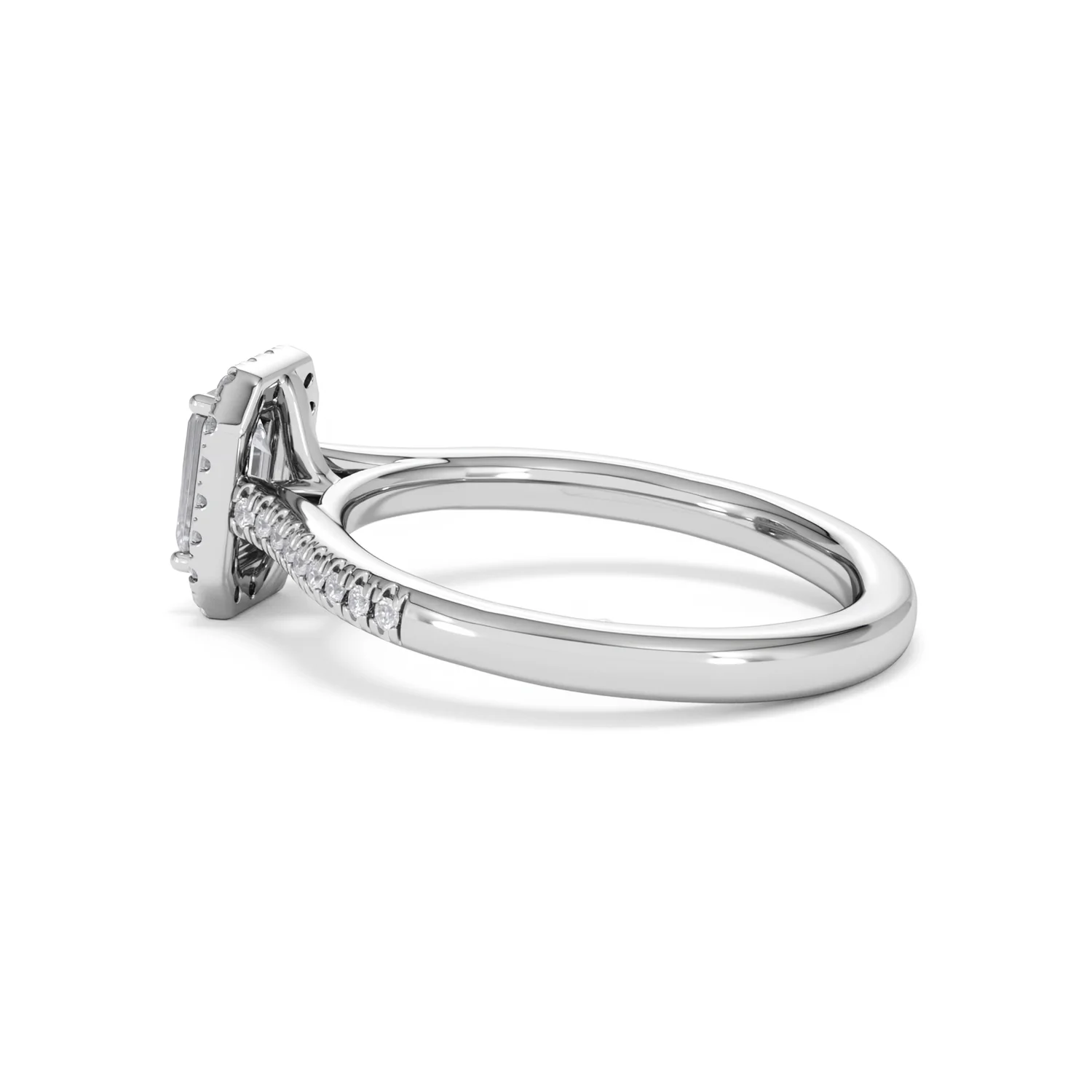 Lumia Emerald Cut Lab Diamond Halo Ring 0.70ct F/VS in 9K White Gold - Image 64