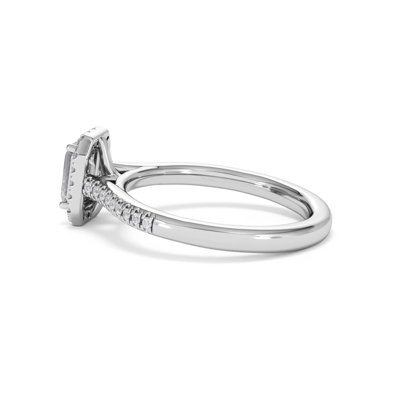 Lumia Emerald Cut Lab Diamond Halo Ring 0.70ct F/VS in 9K White Gold - Image 65