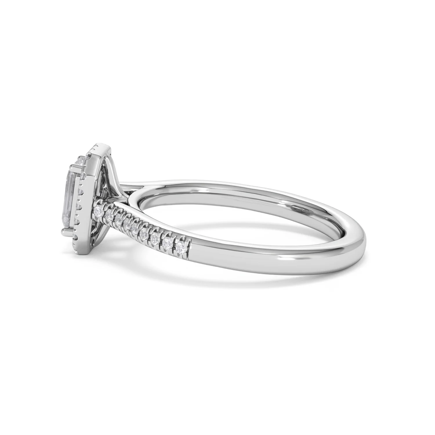 Lumia Emerald Cut Lab Diamond Halo Ring 0.70ct F/VS in 9K White Gold - Image 67