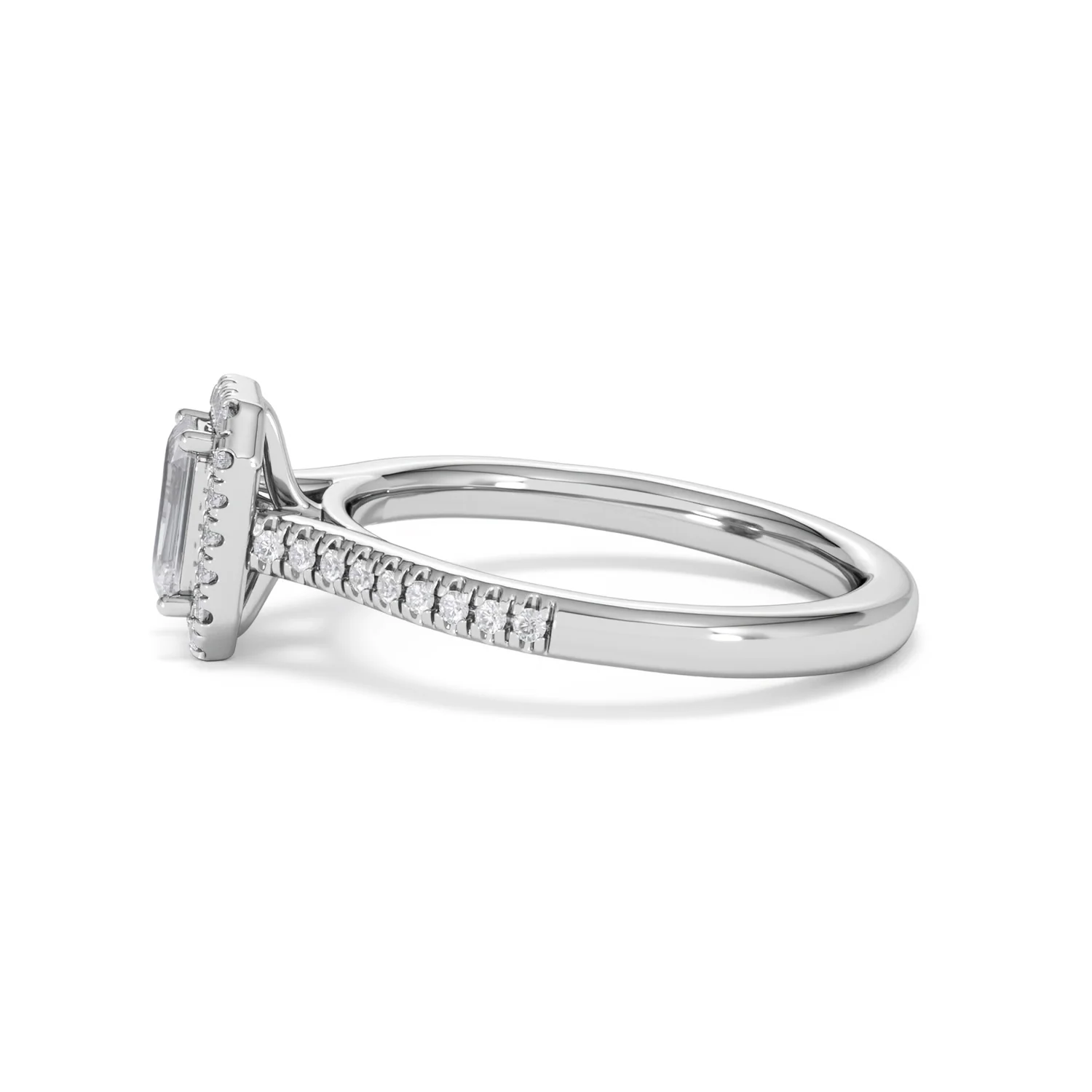 Lumia Emerald Cut Lab Diamond Halo Ring 0.70ct F/VS in 9K White Gold - Image 70
