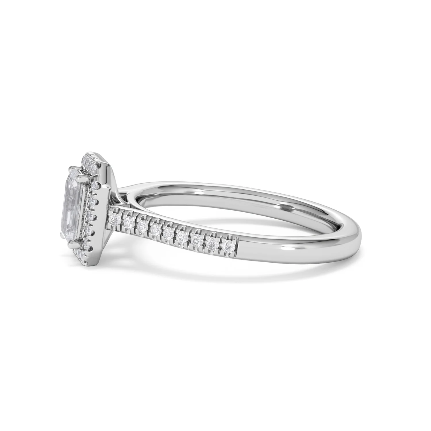 Lumia Emerald Cut Lab Diamond Halo Ring 0.70ct F/VS in 9K White Gold - Image 72