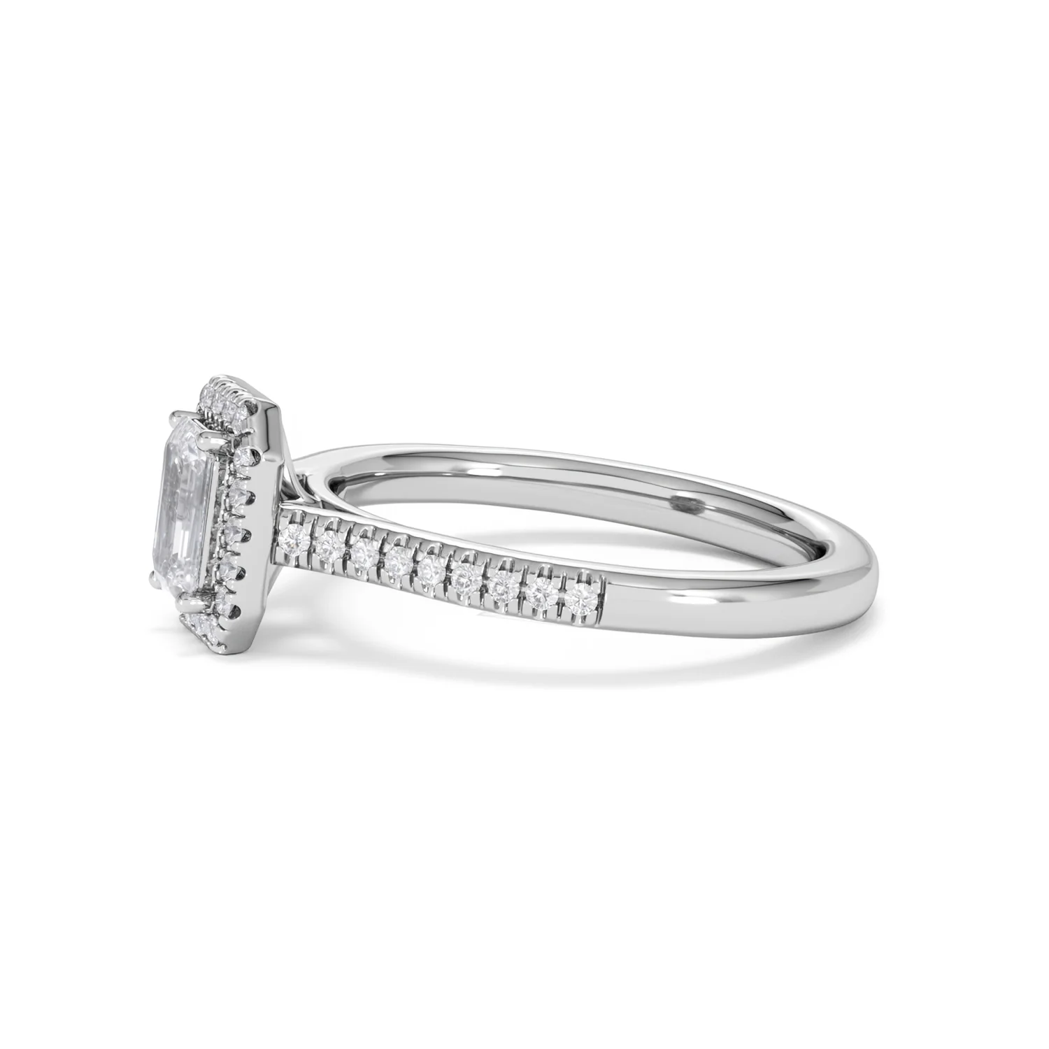 Lumia Emerald Cut Lab Diamond Halo Ring 0.70ct F/VS in 9K White Gold - Image 73