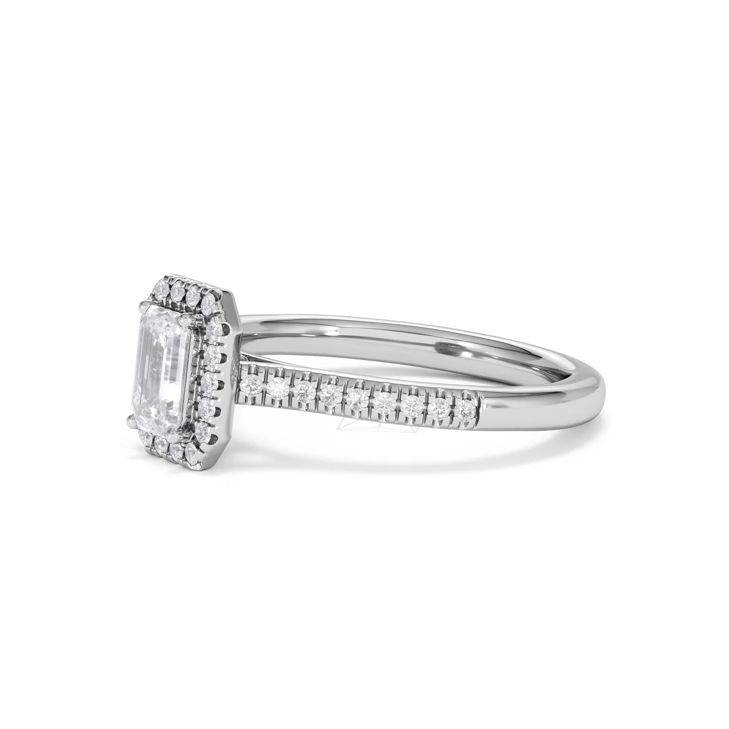 Lumia Emerald Cut Lab Diamond Halo Ring 0.70ct F/VS in 9K White Gold - Image 77