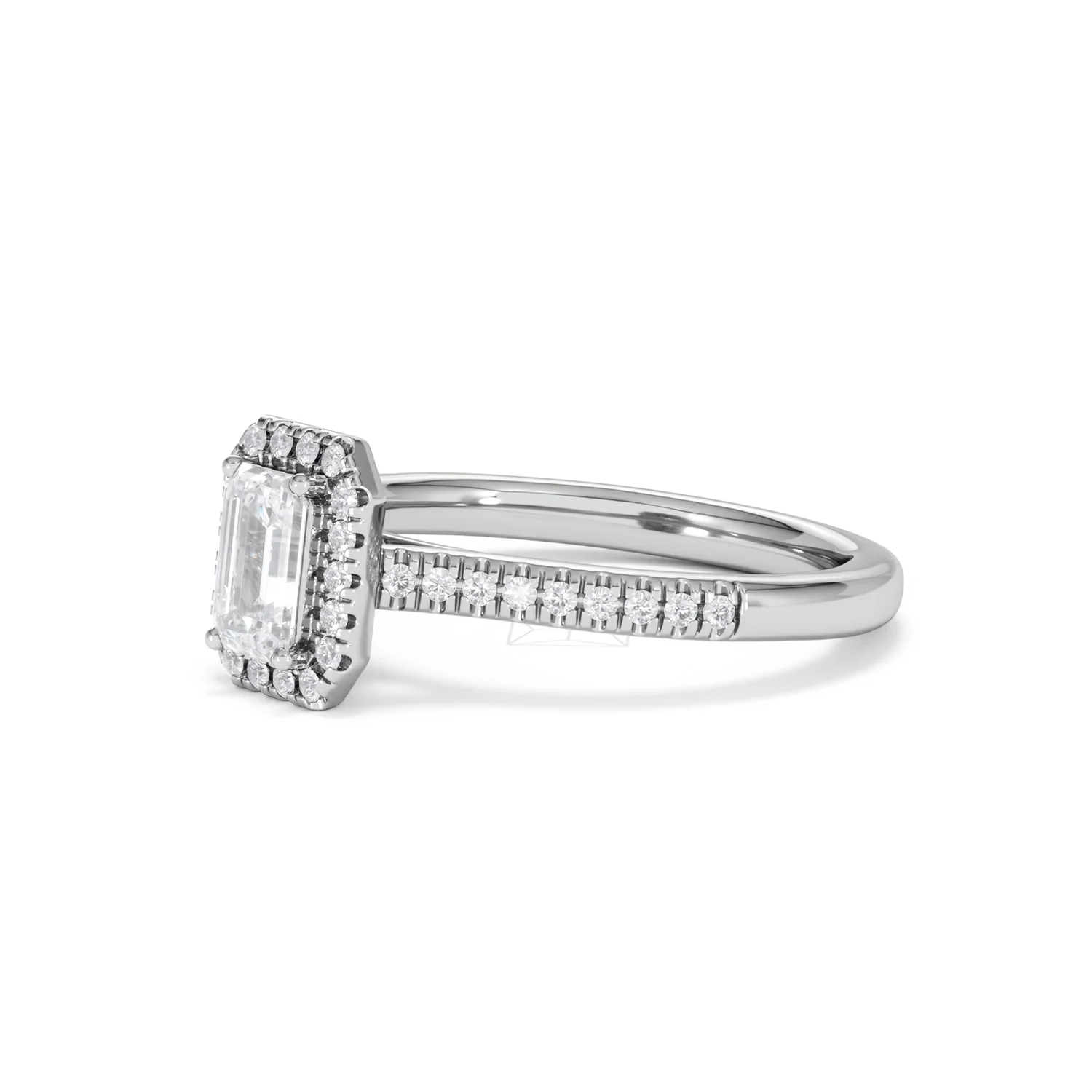 Lumia Emerald Cut Lab Diamond Halo Ring 0.70ct F/VS in 9K White Gold - Image 78