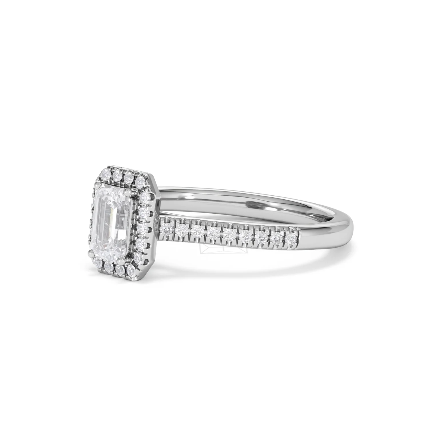 Lumia Emerald Cut Lab Diamond Halo Ring 0.70ct F/VS in 9K White Gold - Image 79